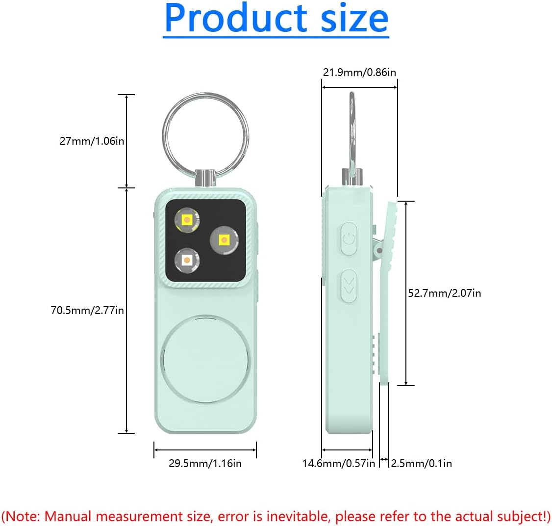 B11 Portable Lighting Women's Safety Alarm Device 150dB Buzzer Alarm Strobe Light Rechargeable with Charging Cable and Power Switch Night-time Flashlight Keychain (Black - Lighting Alarm)