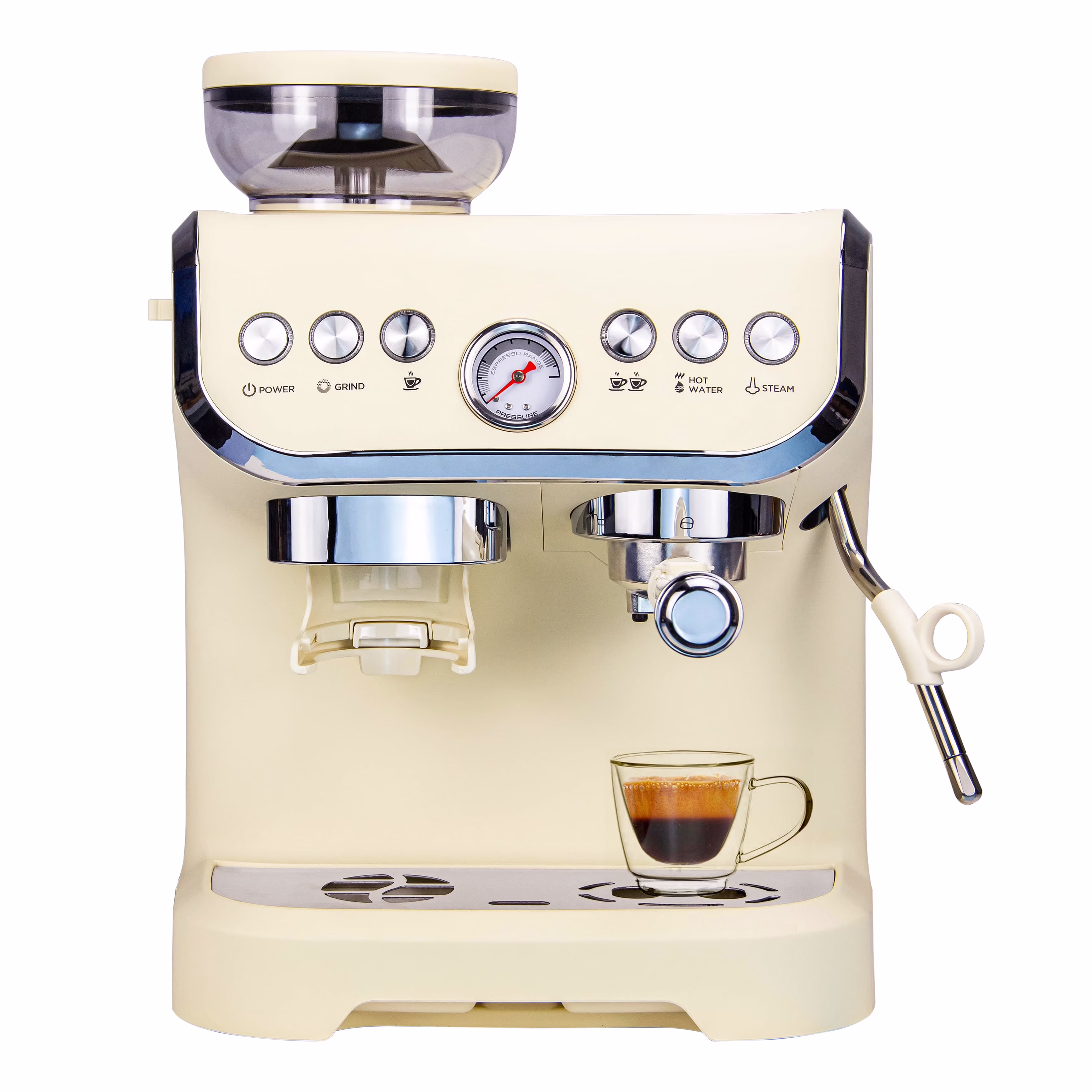 MIROX Espresso Machine 15 Bar, Coffee Maker with Milk Frother Steam Wand, Built - in Bean Grinder, Combo Cappuccino Machine with 70 oz Removable Water Tank (ABS High - Strength Plastic Shell)
