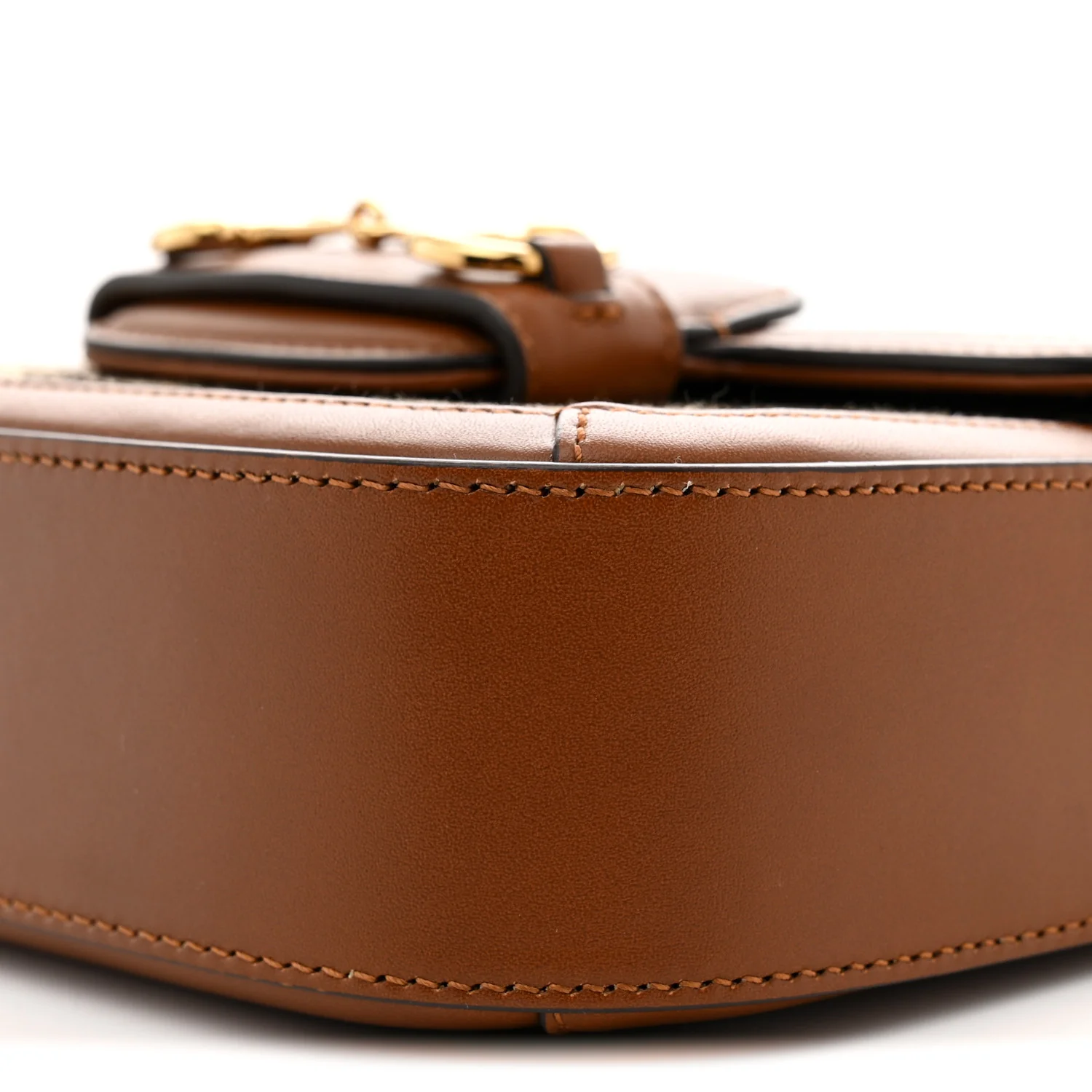 New Canvas Charisma Calfskin Crystal GG Monogram Mini Horsebit 1955 Shoulder Bag Camel Ebony