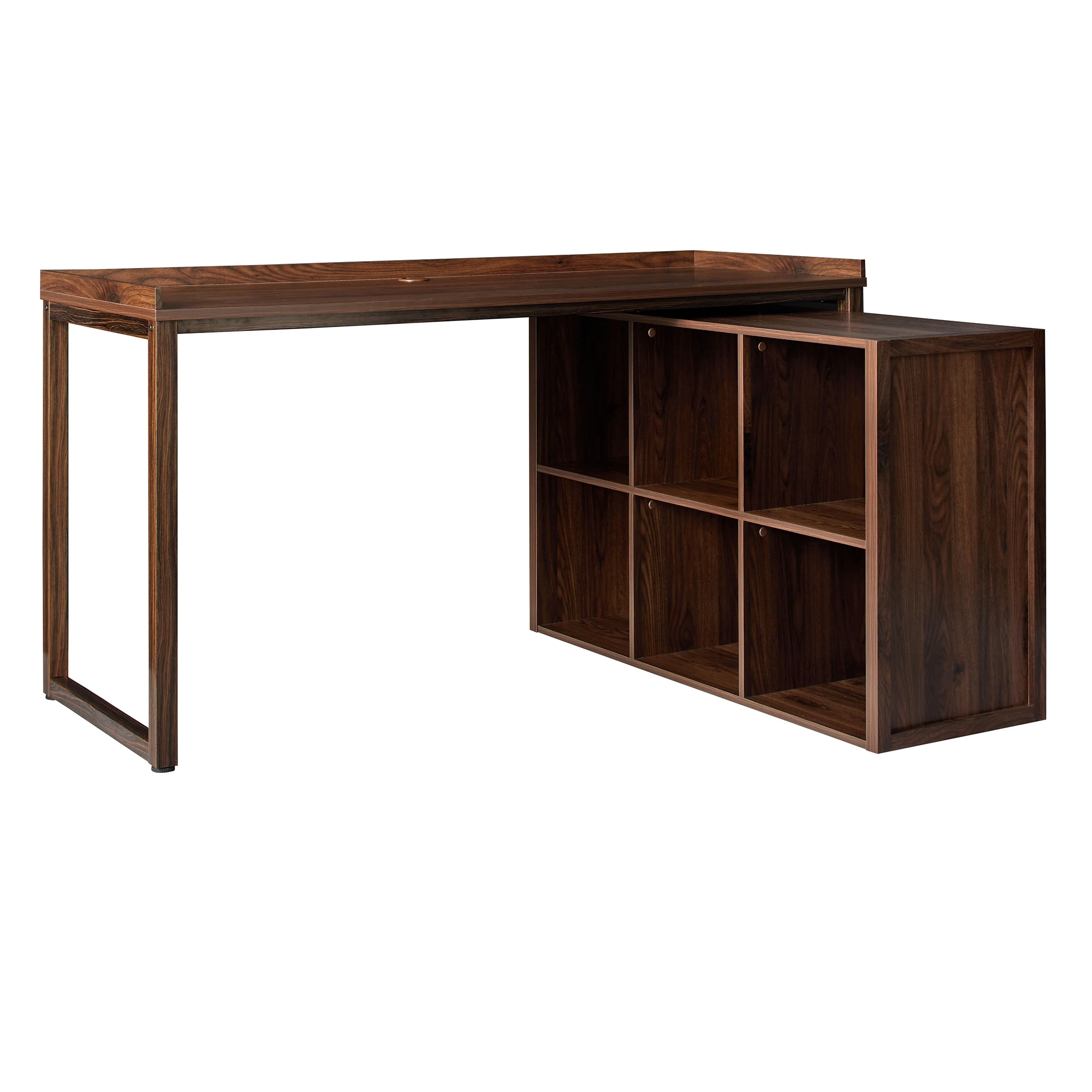 Better Homes & Gardens Ezra Modular L Desk with 6 - Cube Storage, Walnut Finish