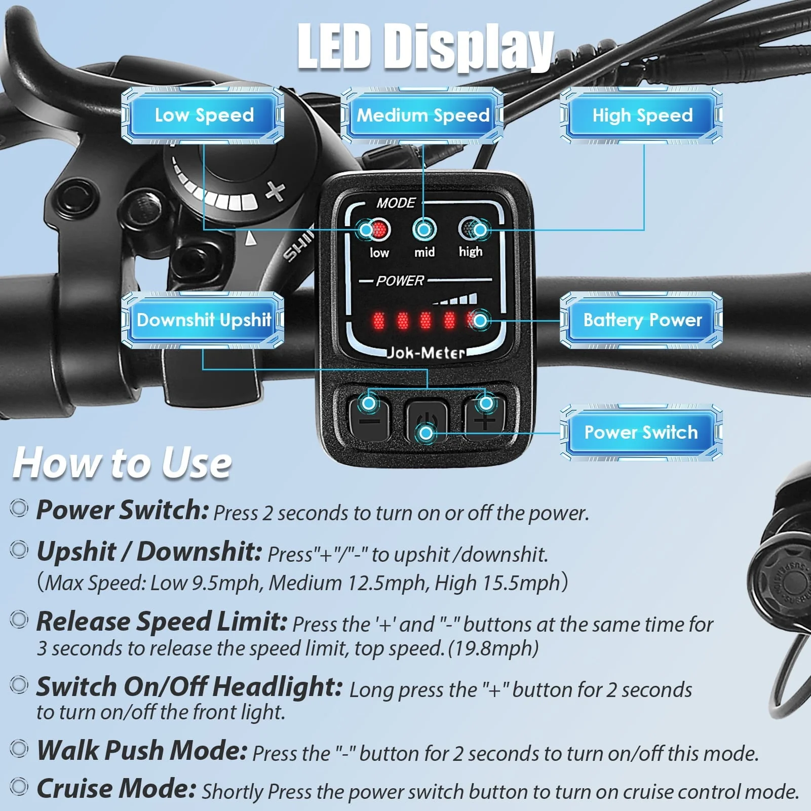 Elifine 500W Electric Bike for Adults, 26" Mountain Electric Bicycle with 5 Riding Modes Ebike, 48V 7 8Ah Battery, Shimano 21 Speed 19 8 mph Aluminum Alloy Electric Commuter Bike up to 50 Miles Image 9