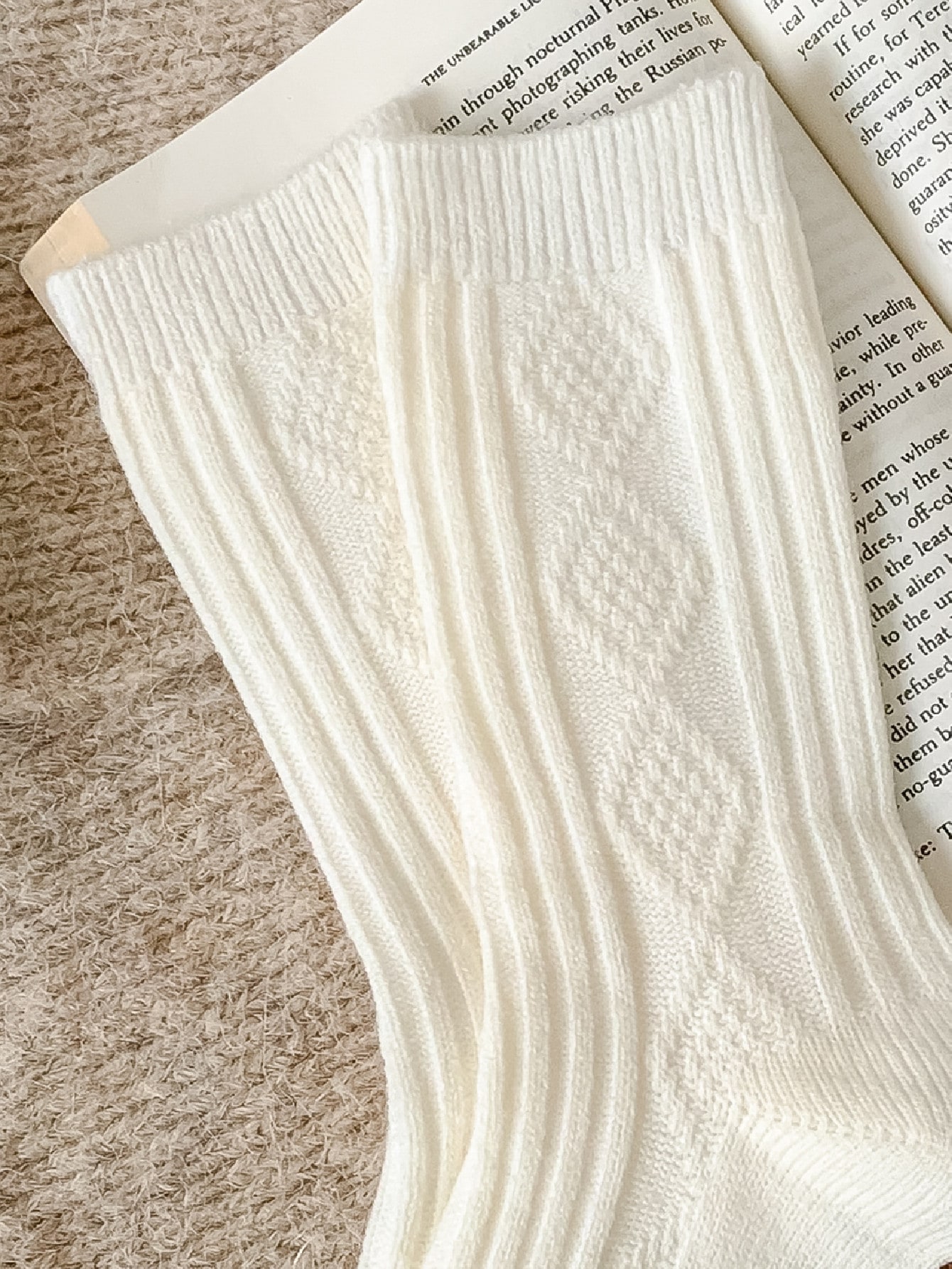Chaussettes mi-mollet en laine mélangée, unies