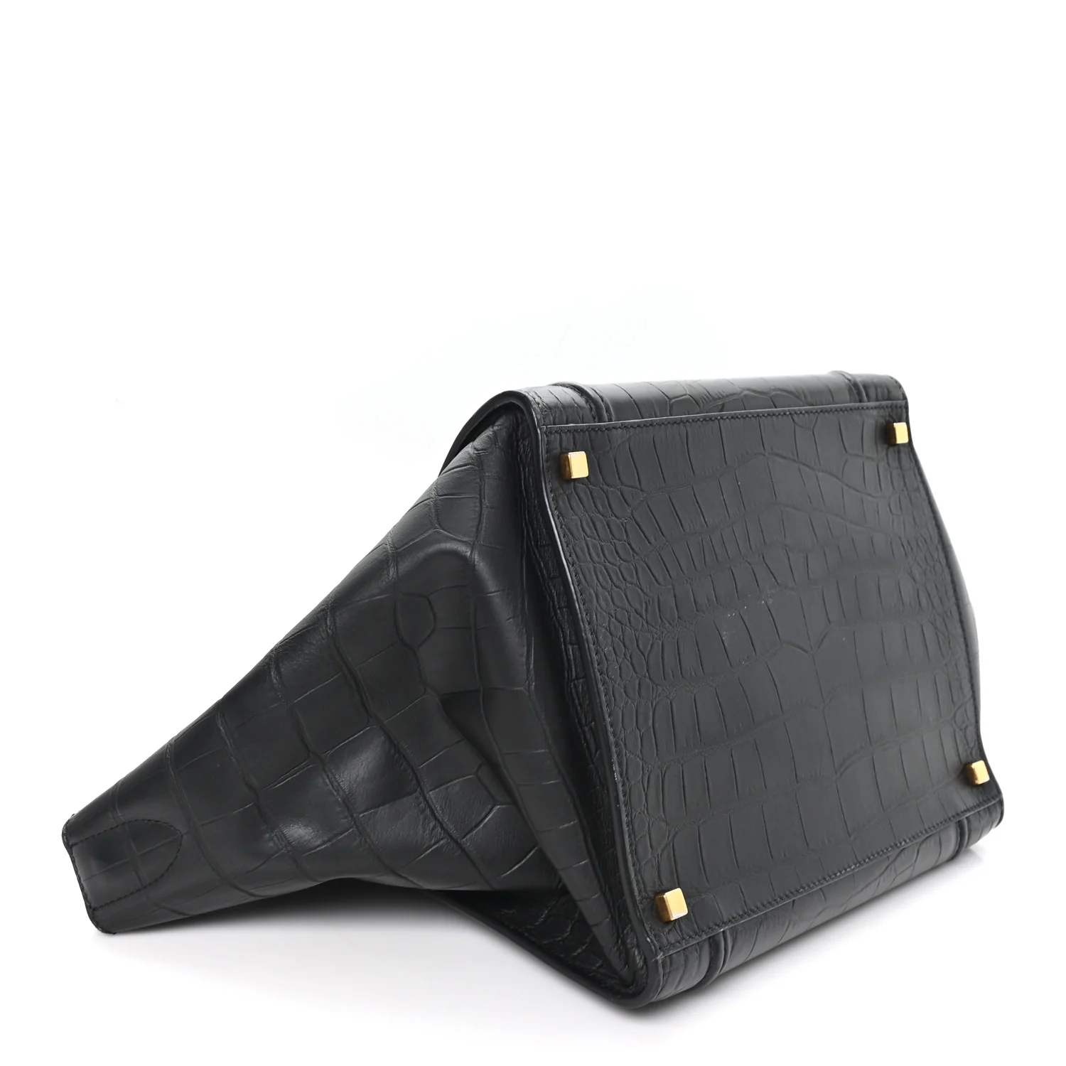 Crocodile Embossed Calfskin Medium Phantom Luggage Black