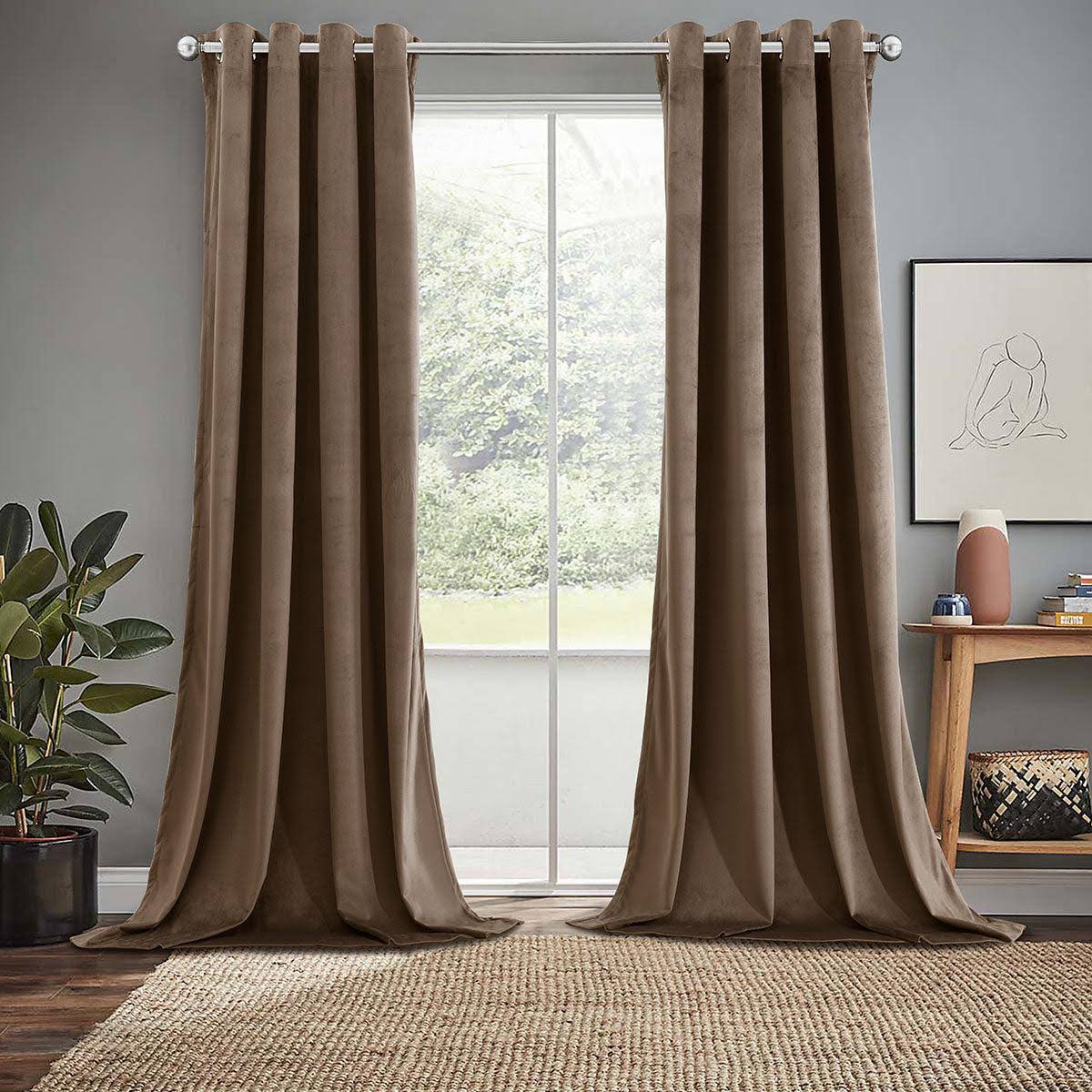 Heavyweight Velvet Grommet Curtain Panels (Set of 2) 63