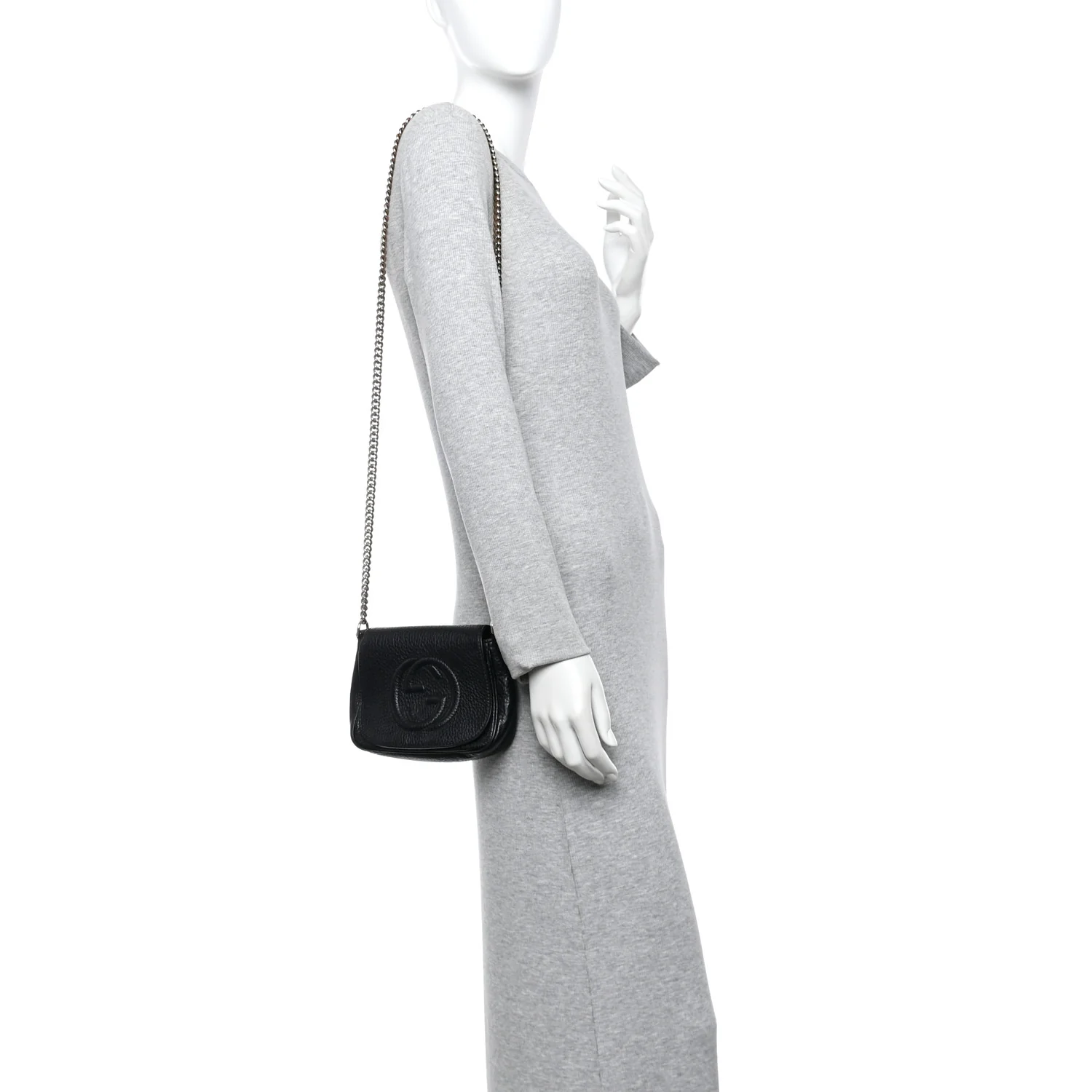 Pebbled Calfskin Small Soho Flap Crossbody Black