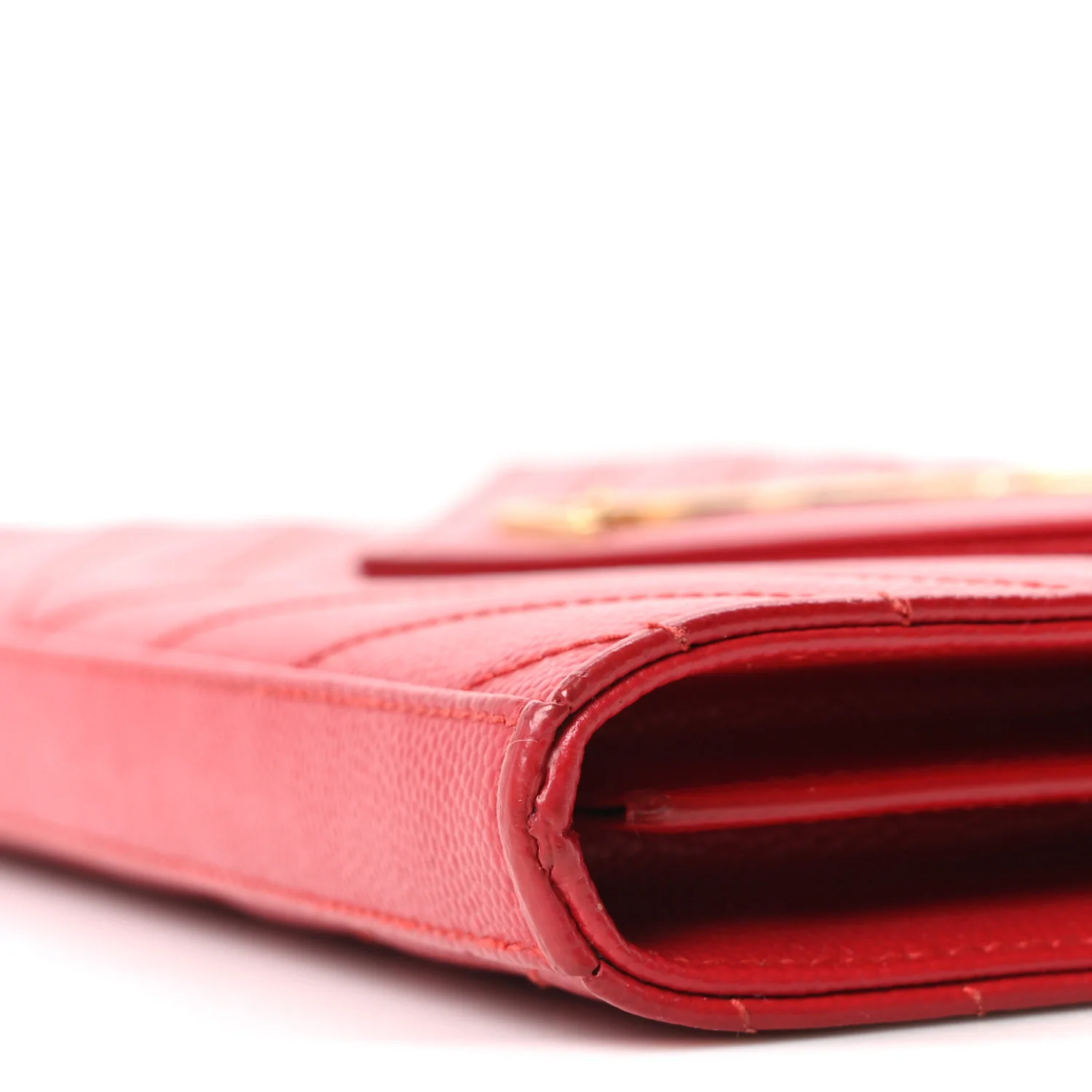Grain De Poudre Matelasse Chevron Monogram Chain Wallet Rouge Eros