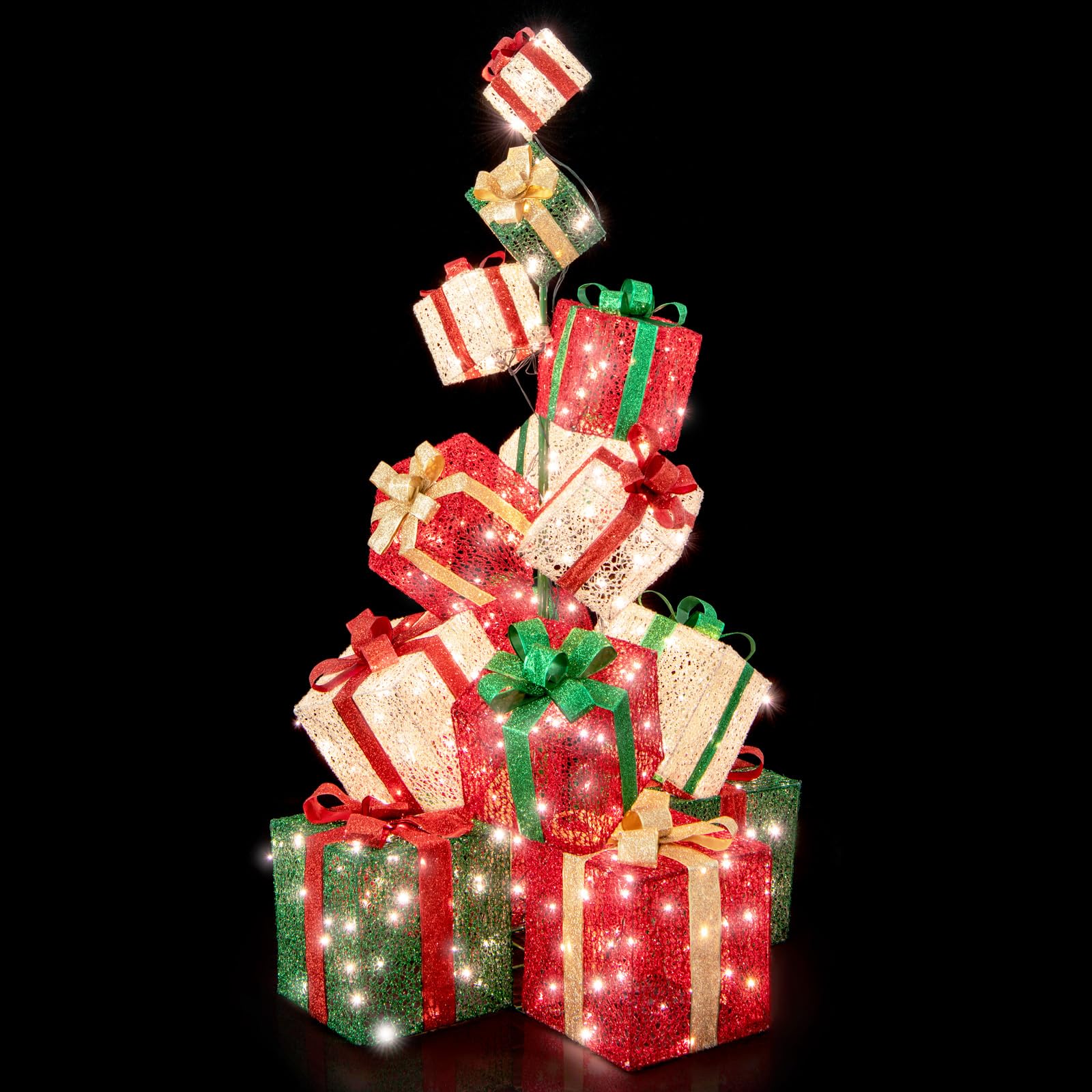 Tangkula 5.6 FT Christmas Lighted Gift Box Tower