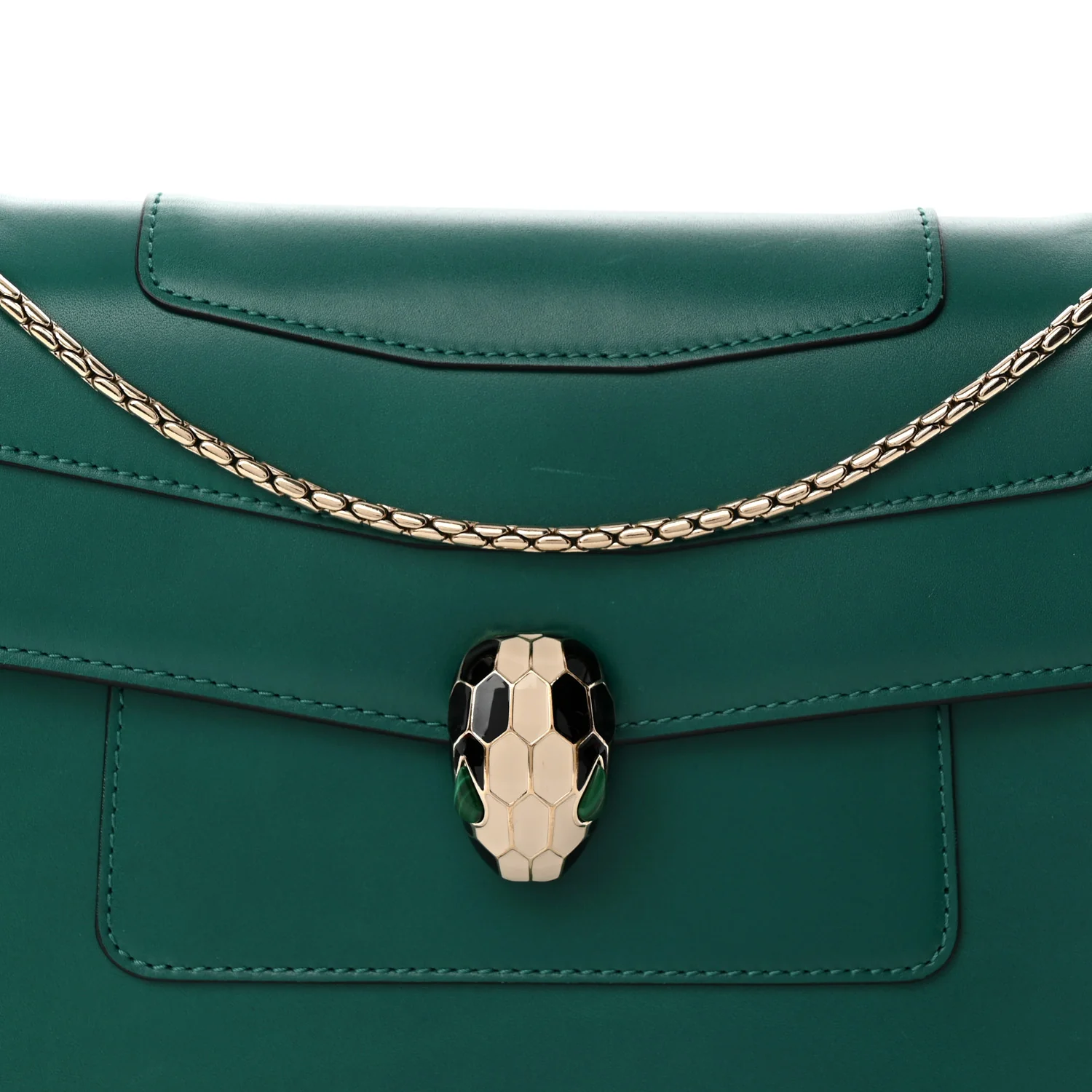 Calfskin Serpenti Forever Snake Strap Crossbody Bag Emerald Green