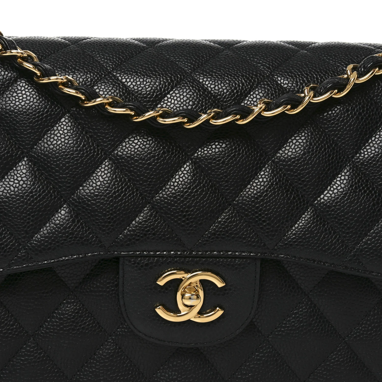 Caviar Quilted Jumbo Double Flap Black