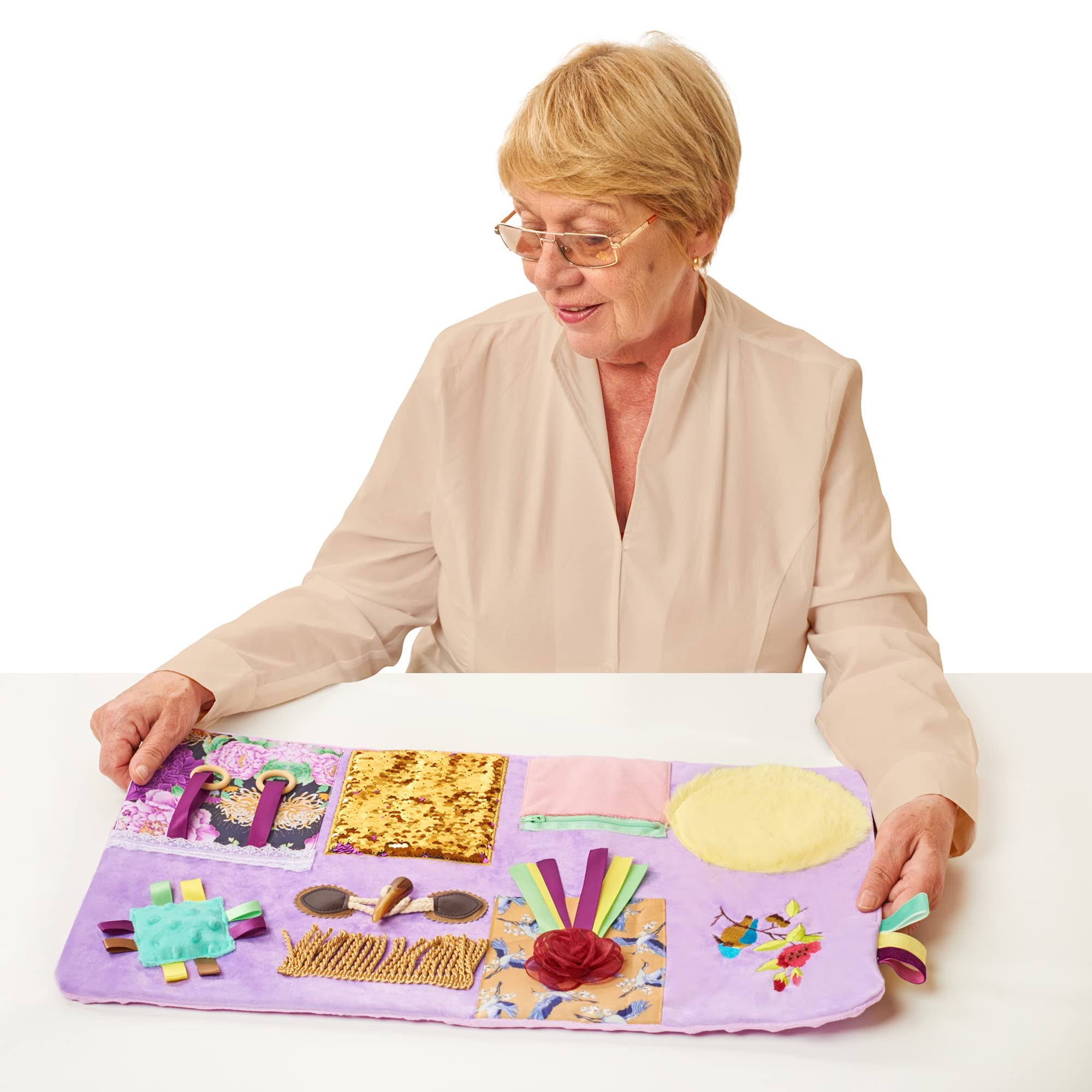 ODOXIA Fidget Blanket for Dementia | Calming & Comforting Dementia Activities for Seniors | Dementia Products for Elderly | Sensory Blanket | Helps