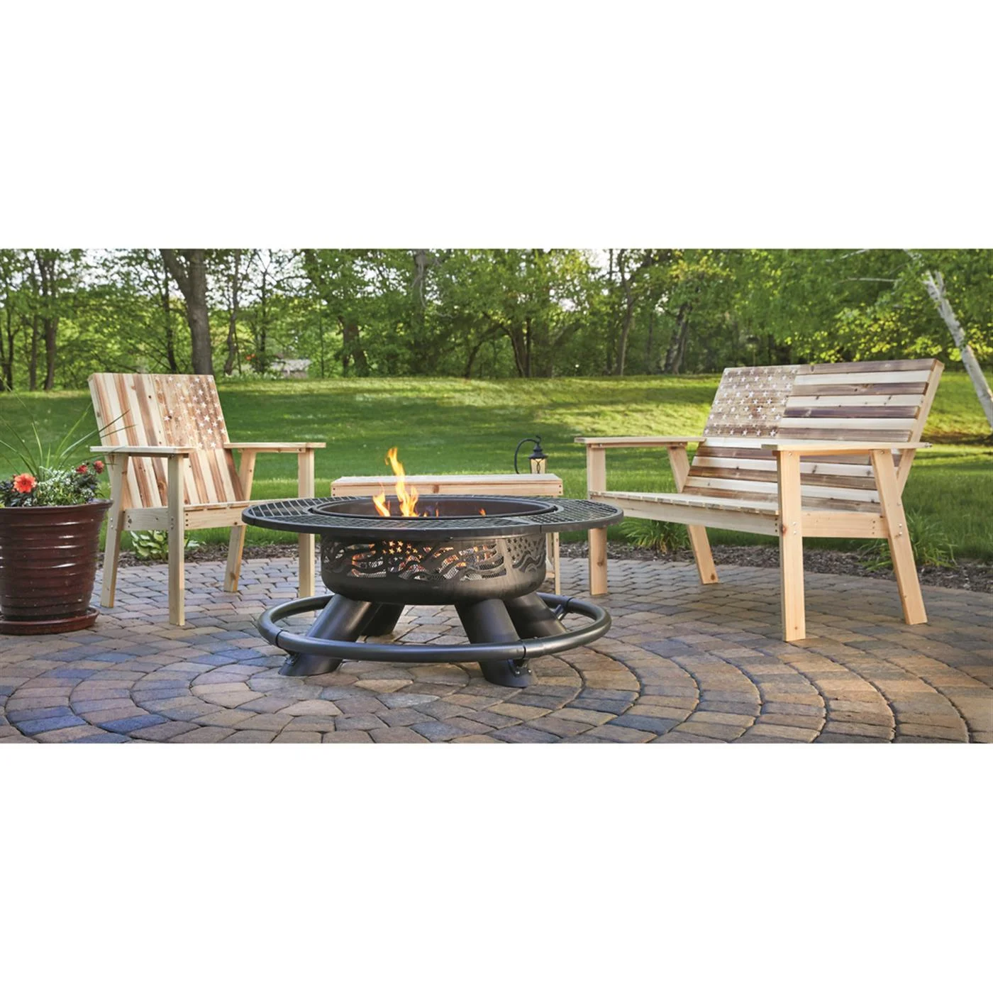 47" Fire Pit with BBQ Grate Geometric(Geometric) - Image 10