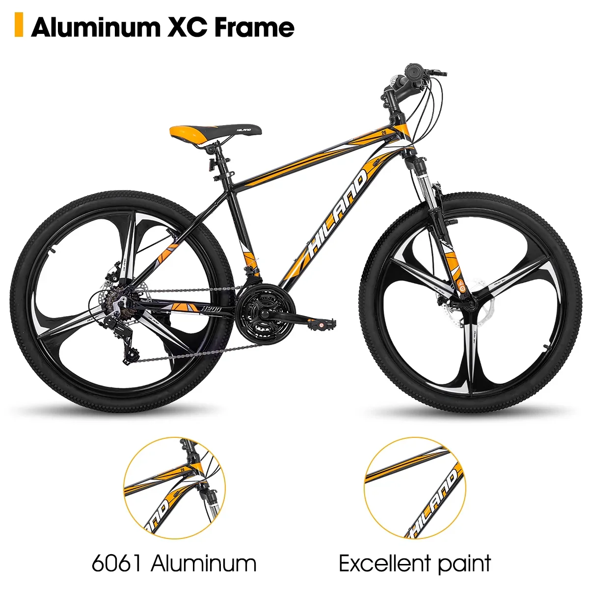Hiland Mountain Bike, Multi-Spokes,Shimano 21 Speeds Drivetrain,Aluminum Frame 26 inch Wheels, Men's MTB Bicycle, White