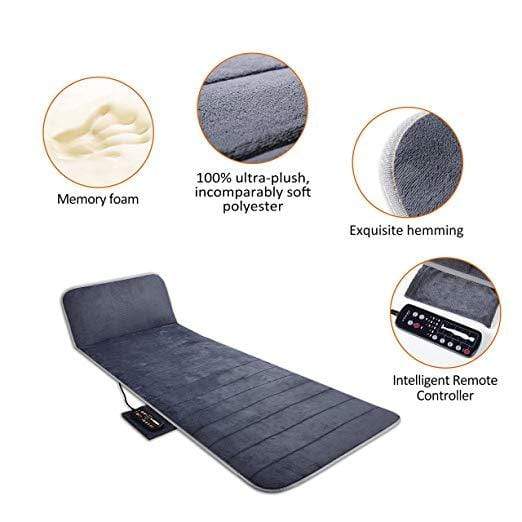Heated Vibration Massage Mat - Full Body Massage Pad with Memory Foam