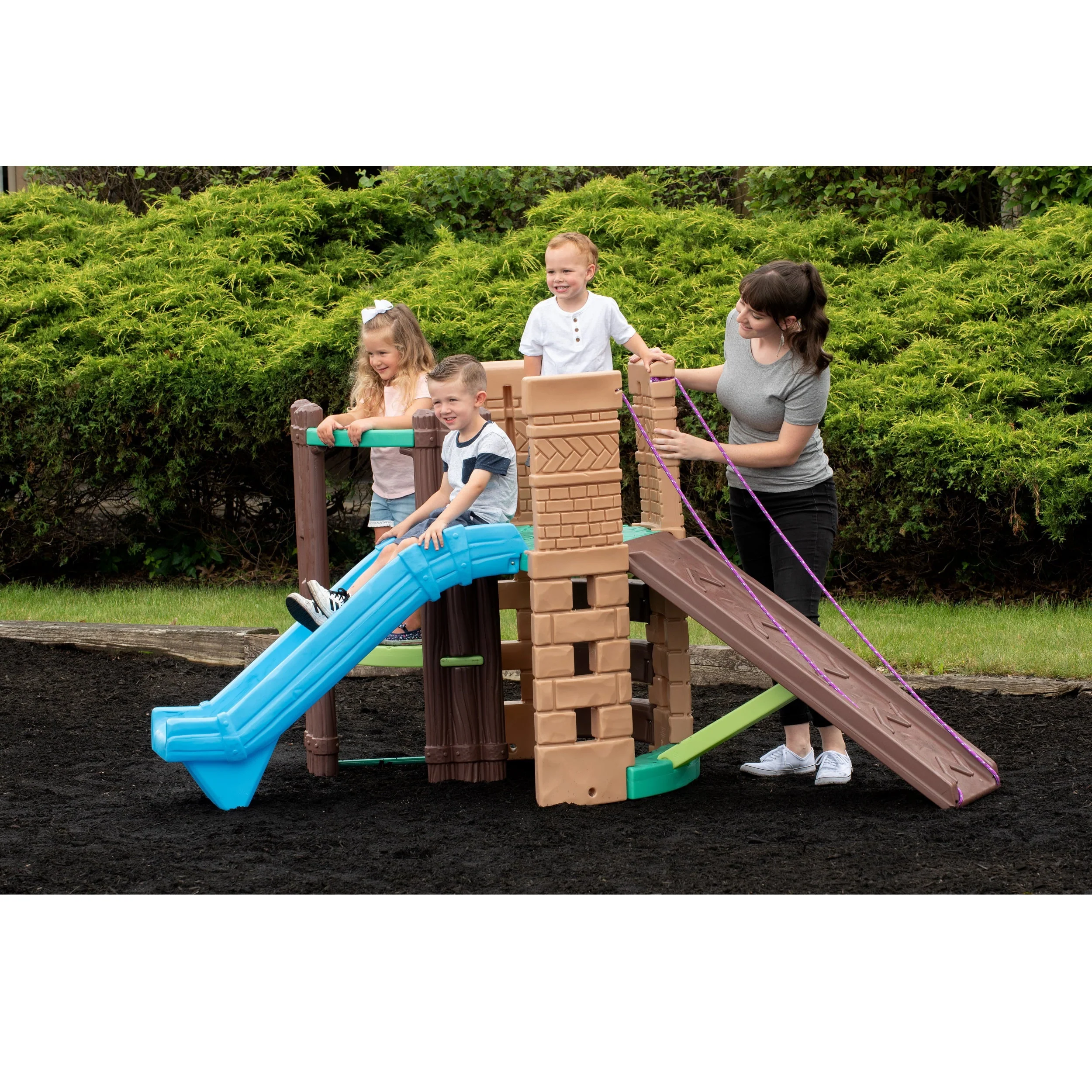Little Tikes 2 in 1 Castle Playground Climber and Slide with Ladder and Plank, Fits Up to 3 Kids, Indoor and Outdoor Backyard Playground Set, Multicolor For Toddlers Boys Girls Ages 3 4 5+ Image 6