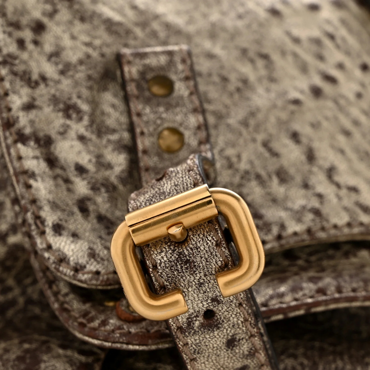 Metallic Pebbled Lambskin Paddington Satchel Grey