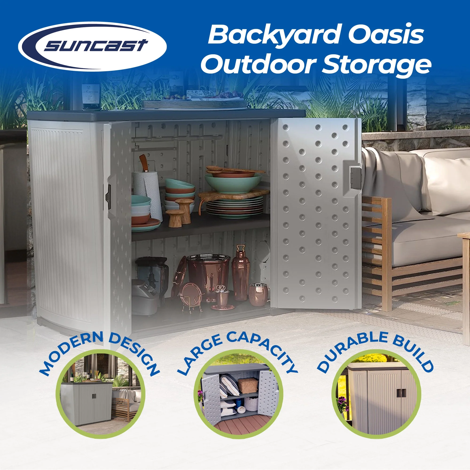 Backyard Oasis 130 Gallon Outdoor Storage Basic Unit, Dove Gray - Image 2
