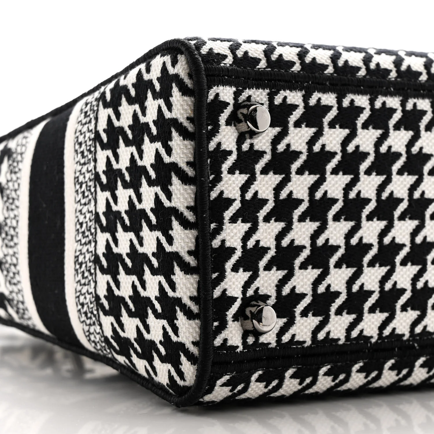 Canvas Houndstooth Embroidered Medium Lady D-Lite Black White