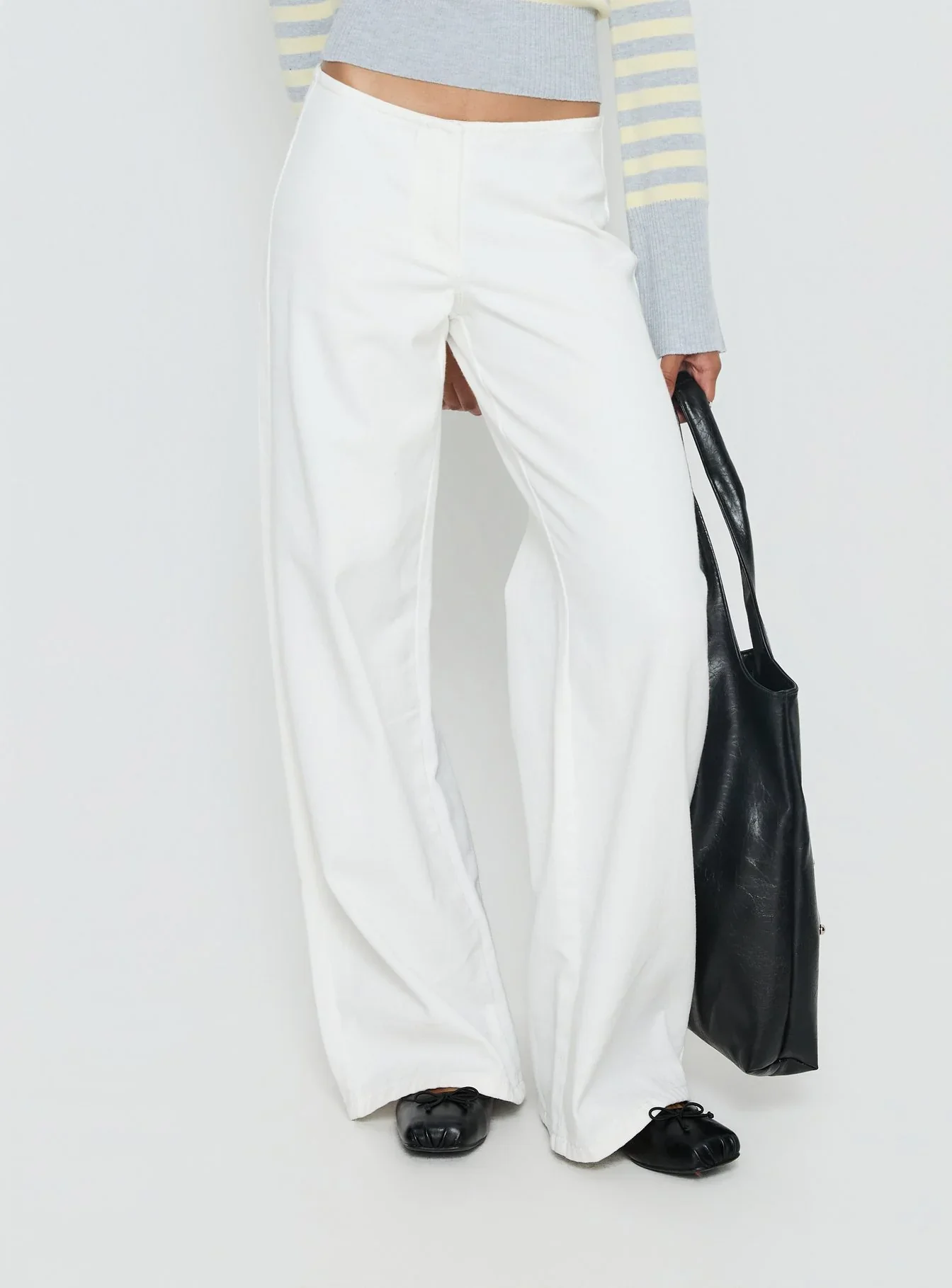 Hereos Mid Rise Baggy Leg Jeans White