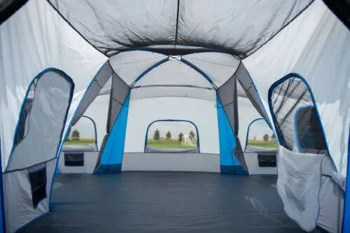 Tente familiale cabane de 16 personnes avec 3 pièces et 3 entrées