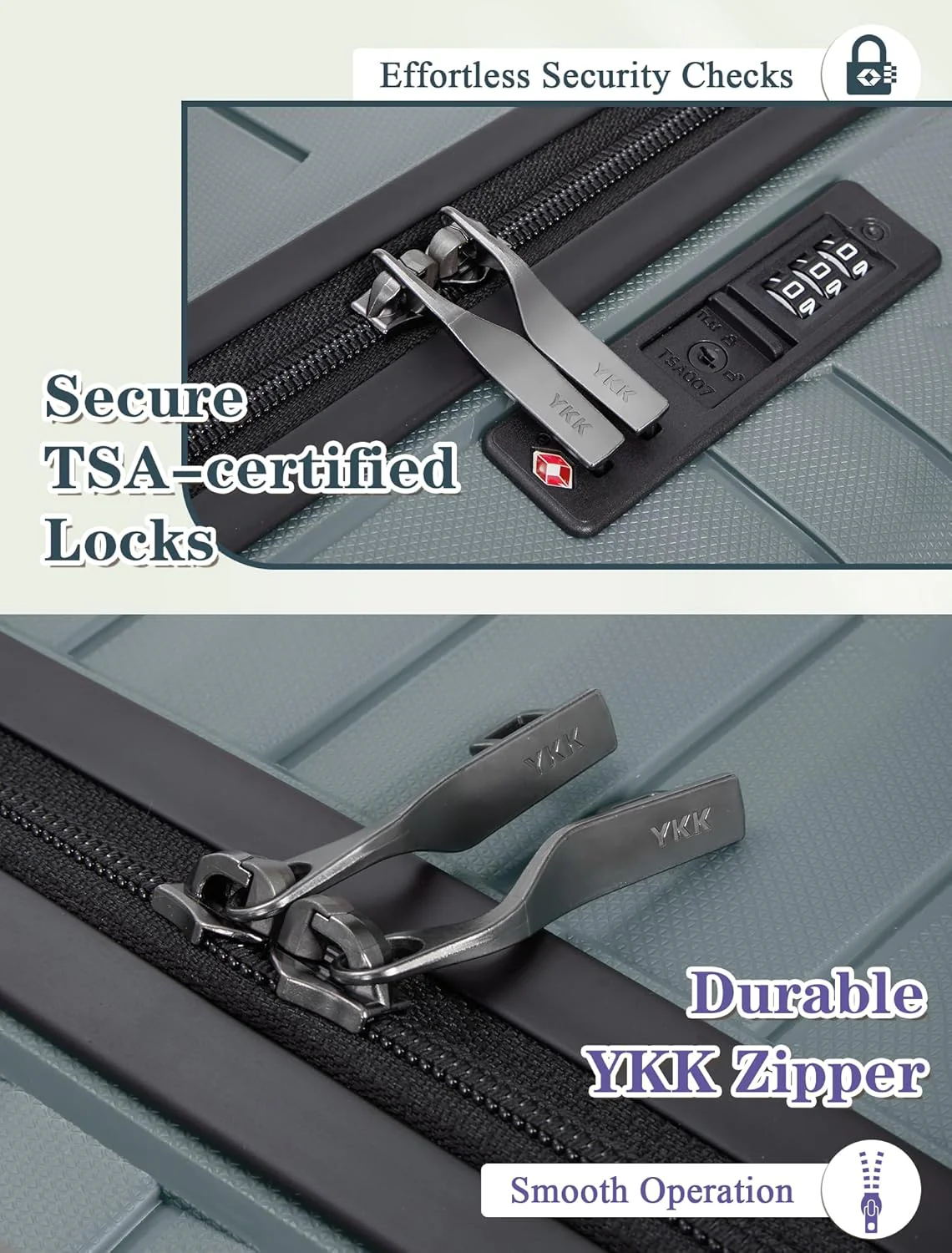 Ensemble de 5 valises à roulettes, valise rigide en ABS avec roulettes multidirectionnelles