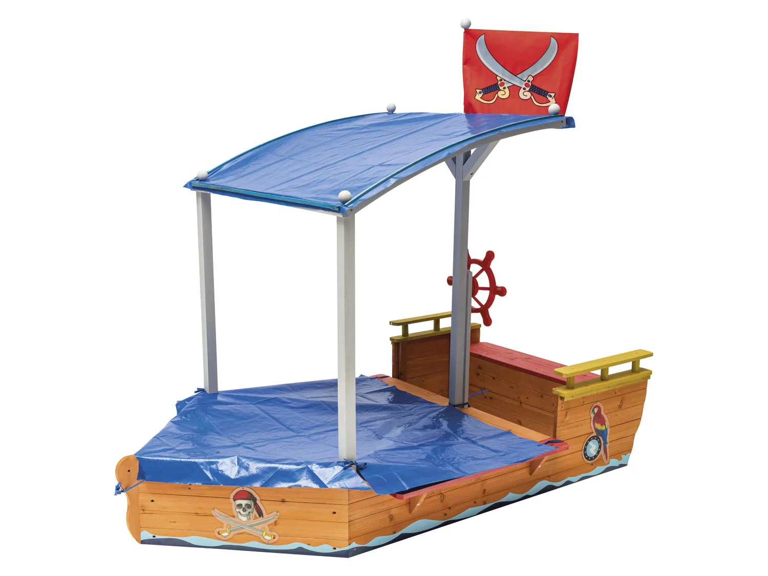 Playtive Bac  sable bateau pirate, avec espace de rangement