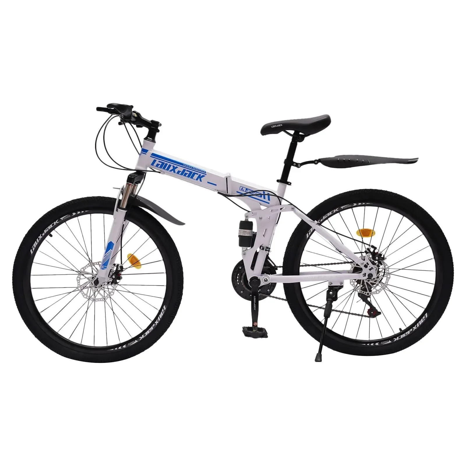 Aiqidi 26 Mountain Folding Bike with 21-Speed Gears Dual-Disc Brake Unisex Adult Mountain Bicycle Adjustable for Riding Traveling