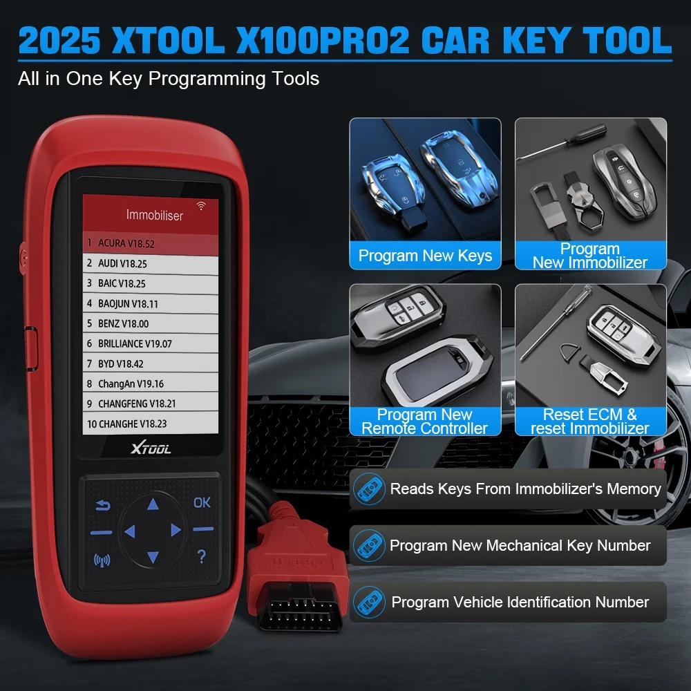 XTOOL X100 PRO2 Key Fob Programmer OBD2 Scanner with EEPROM Adapter Immobilizer Lifetime Free Update