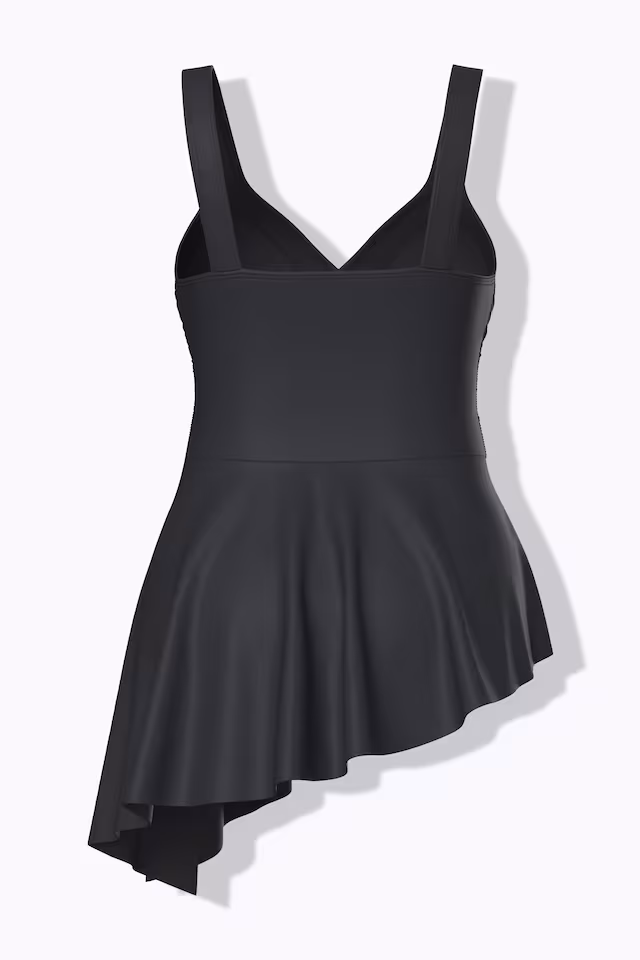 Asymmetrical Draped Skirted Swimsuit with Built-in Bottoms