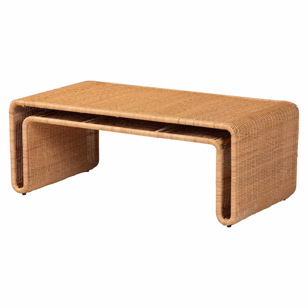 Bali & Pari Nevada Bohemian Light Honey Rattan Coffee Table