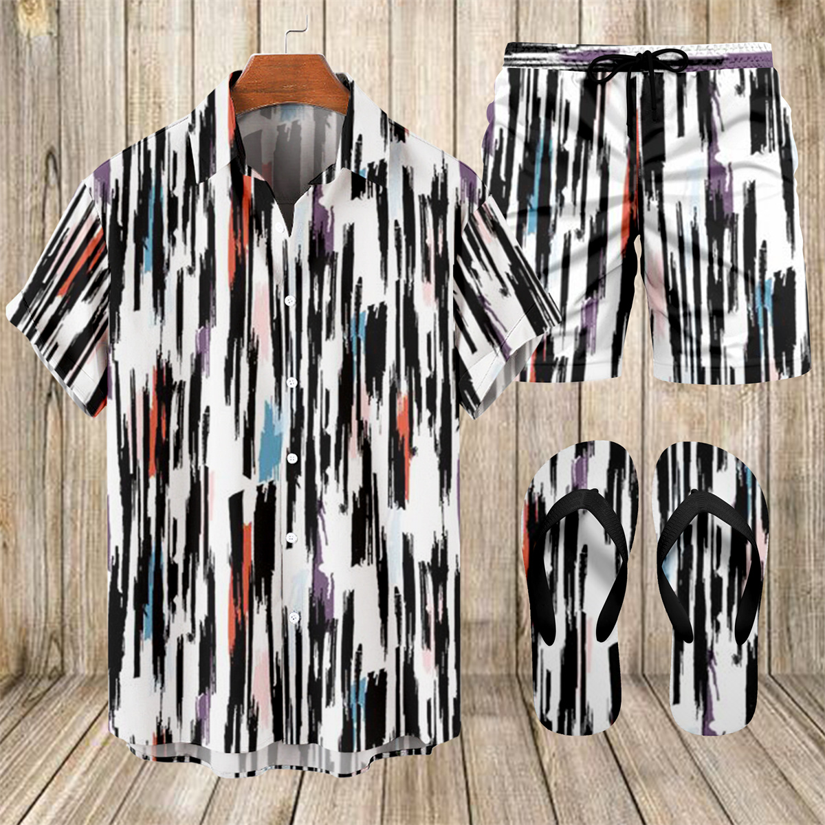 Ensemble trois pièces Suitmens pour homme, imprimé vacances hawaïennes, motif tiki, référence 015