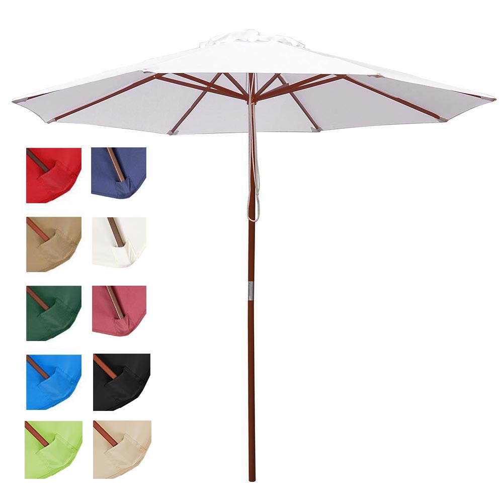 Parasol de marché en bois de 2,74 m (9 pi) pour terrasse, plusieurs couleurs