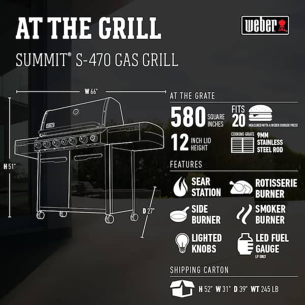 Summit S 470 4 Burner Propane Gas Grill in Stainless Steel with Built In Thermometer and Rotisserie Image 8