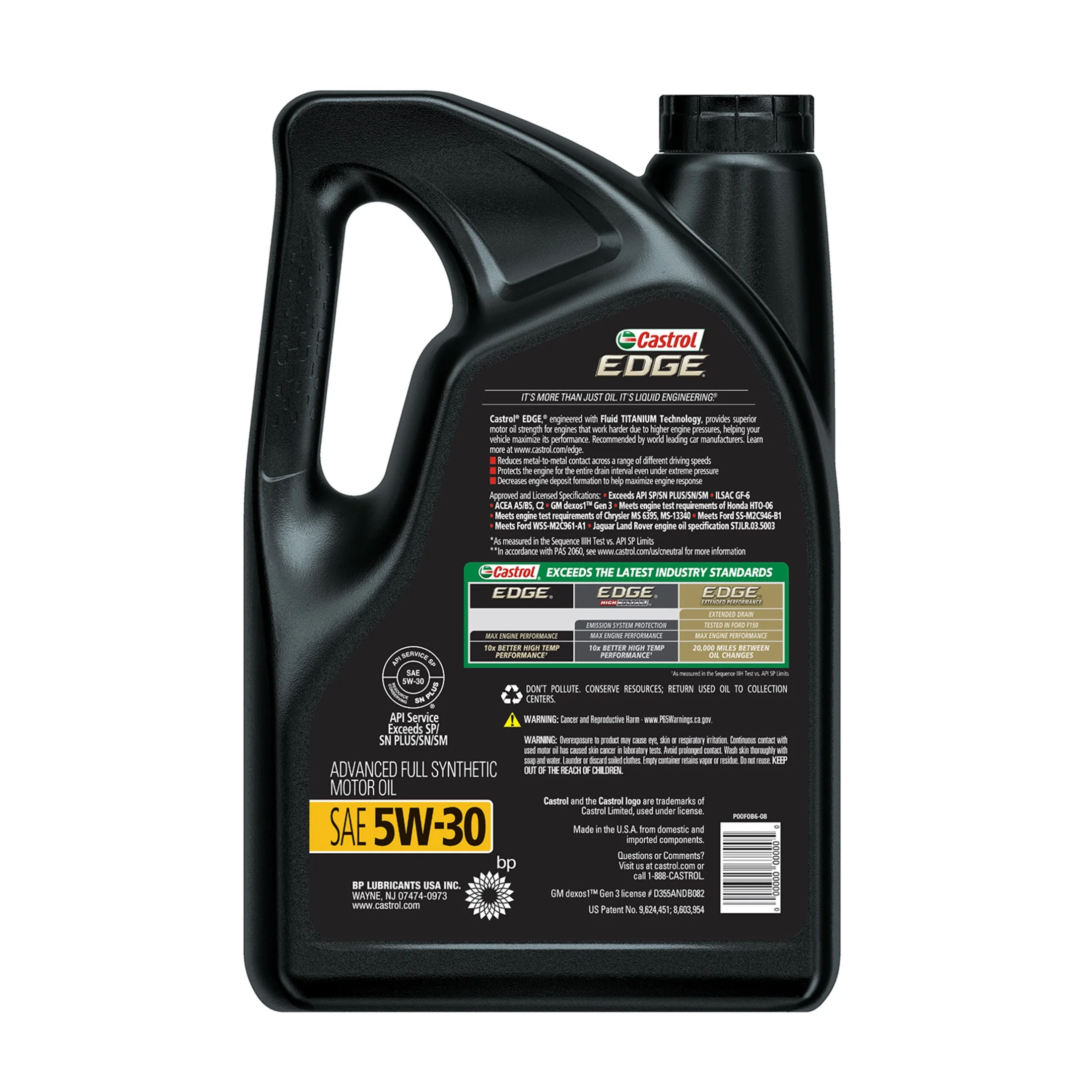 EDGE 5W-30 Advanced Full Synthetic Motor Oil, 5 Quarts, Case of 3 - Image 4