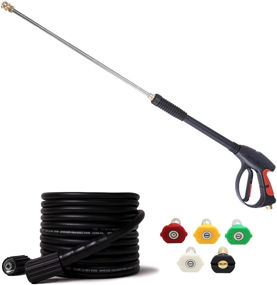 3000PSI Pressure Washer Gun and Hose Kit with Wand and 5 Nozzles