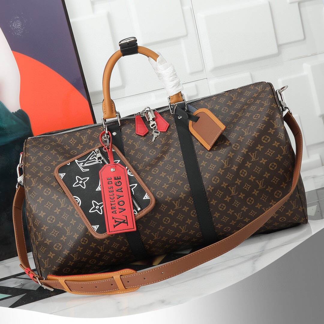 LOUIS VUITTON ルイ・ヴィトン  KEEPALL BANDOULIERE トラベルバッグ パッチワーク ジムバッグ ハンドバッグM56855老花