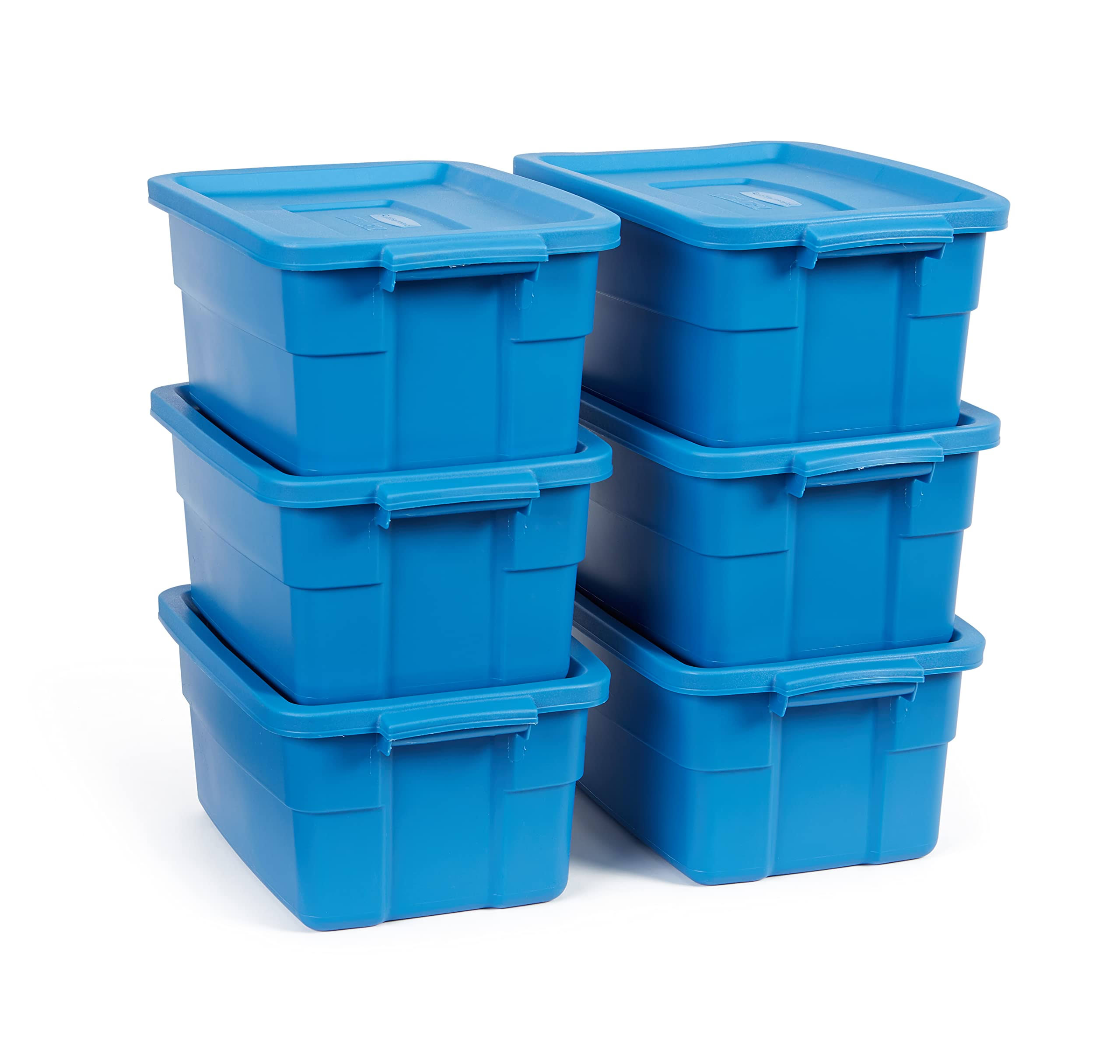 Rubbermaid Roughneck Tote 3 Gallon Storage Container, Heritage Blue (6 Pack)