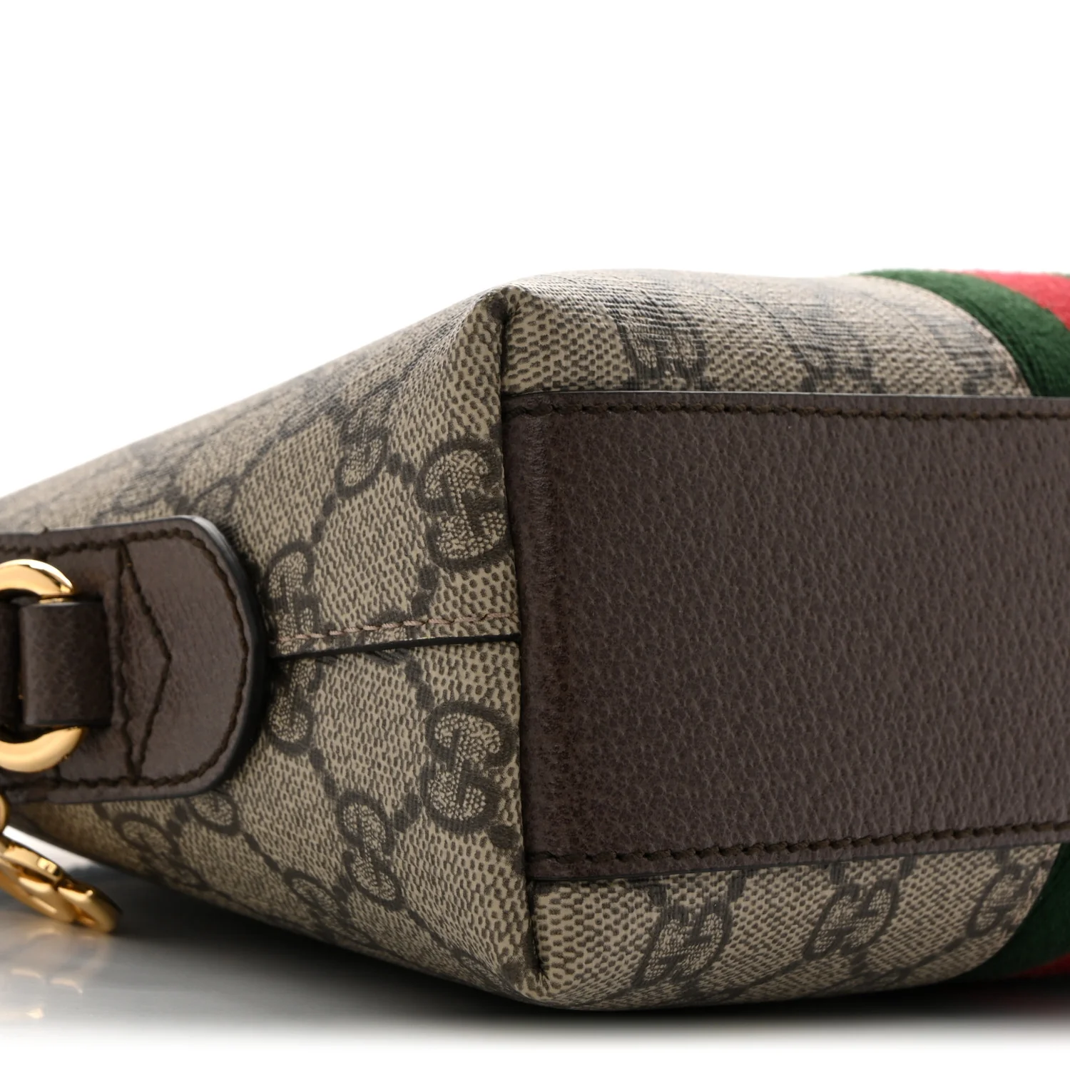 GG Supreme Monogram Textured Dollar Calfskin Web Small Ophidia Dome Shoulder Bag Beige Ebony New Acero
