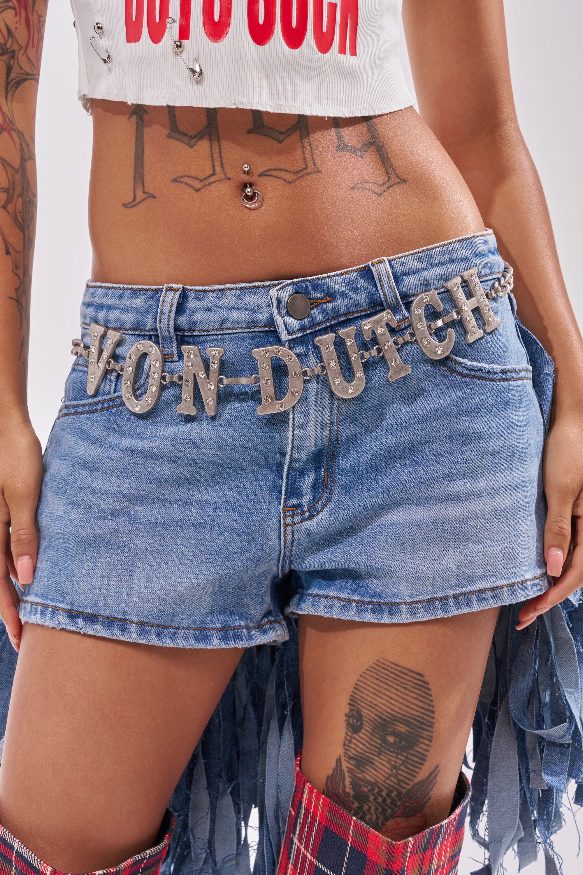 VON DUTCH RHINESTONE CHAIN BELT - Akira Store