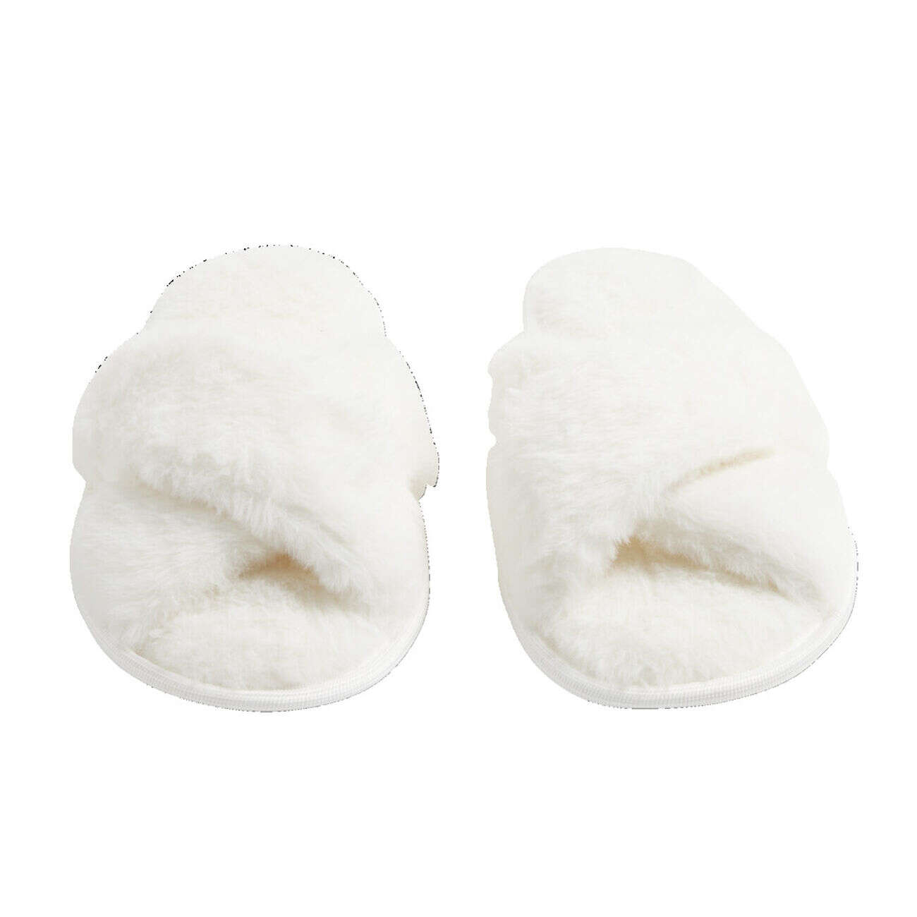 Chaussons femme blanc peluche brides croisée T38/39