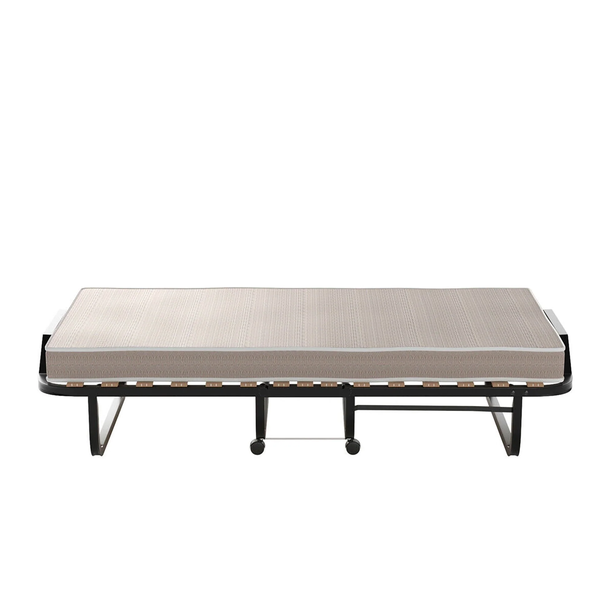 Gymax Folding Bed w/ Memory Foam Mattress Rollaway Metal Guest Bed Sleeper Made in Italy Image 10