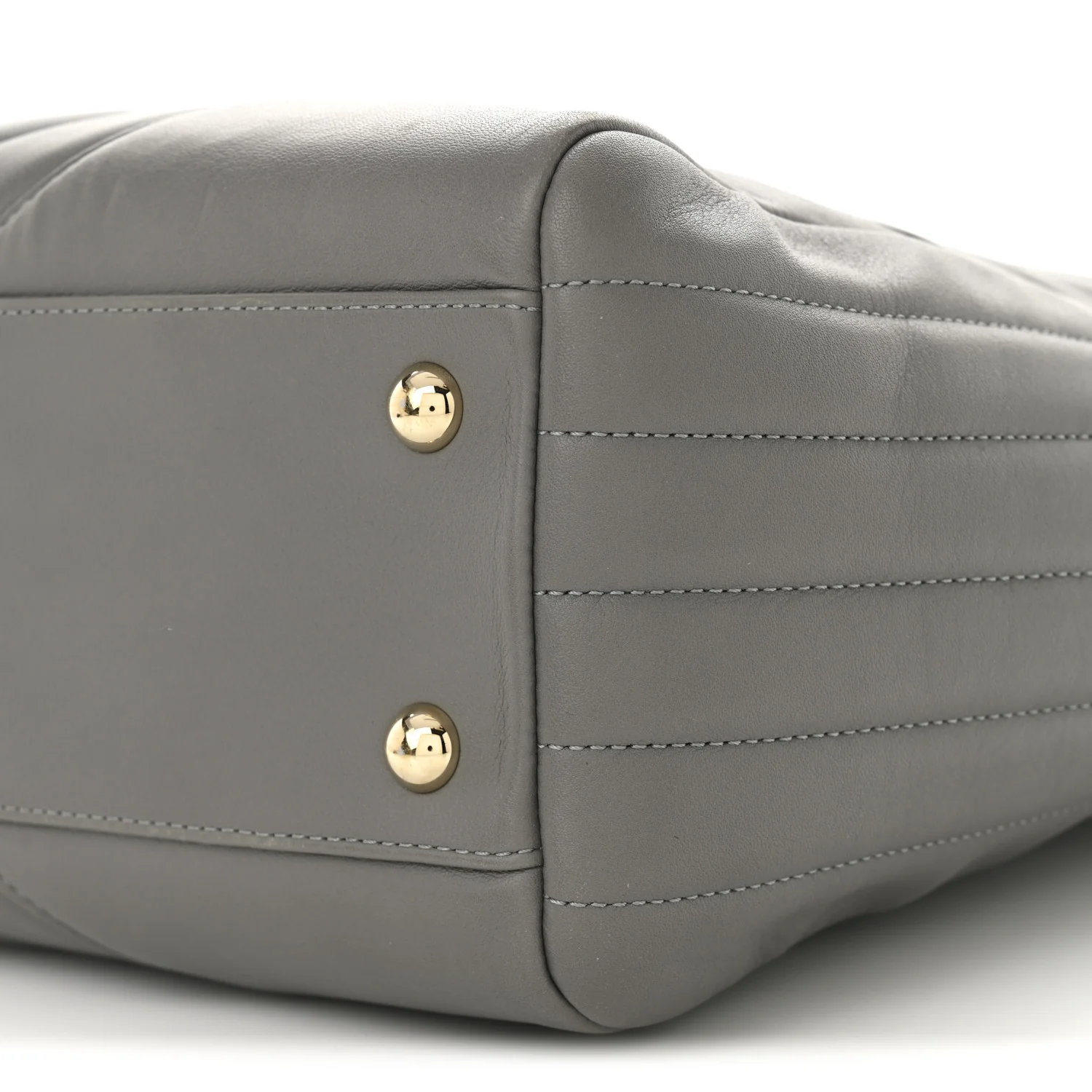 Calfskin Chevron Quilted Statement Shopping Tote Grey
