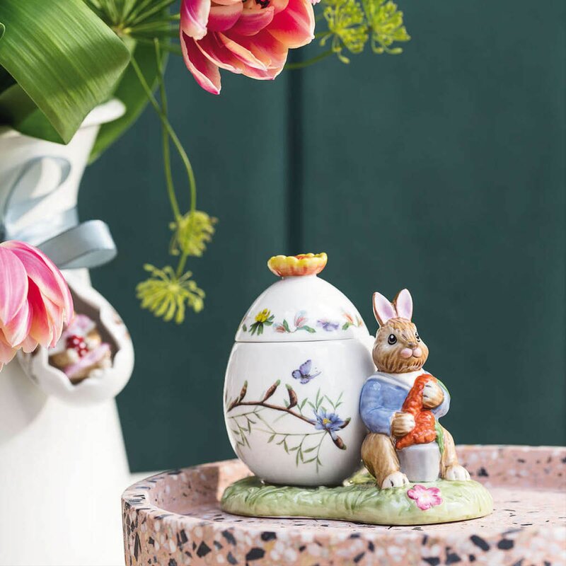 Bunny Tales Max påskeegg rund krukke 11x7 cm 9 cl grønn/oransje