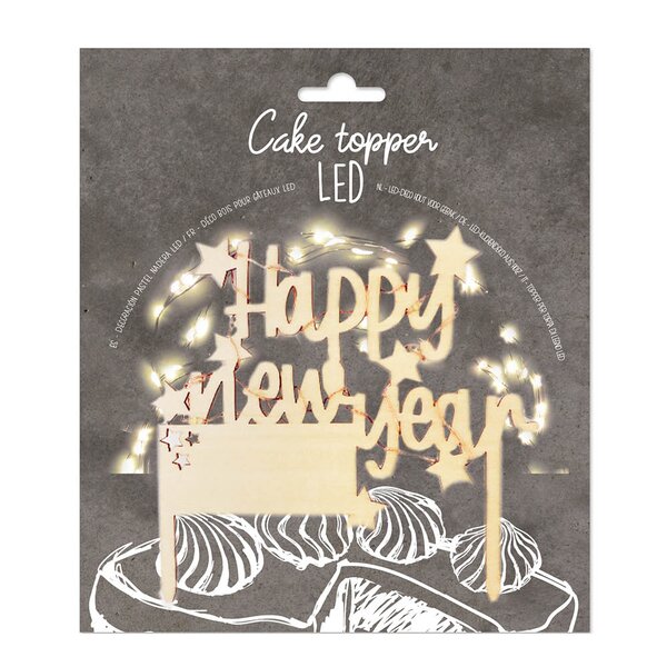 Cake Topper LED kakedekorasjon Happy New Year tre