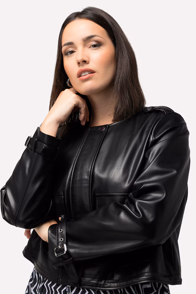 Cropped Faux Leather Jacket