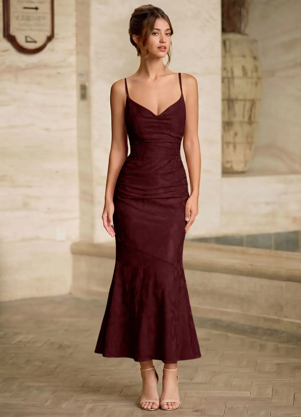 Ladow Wine Jacquard Wedding Guest