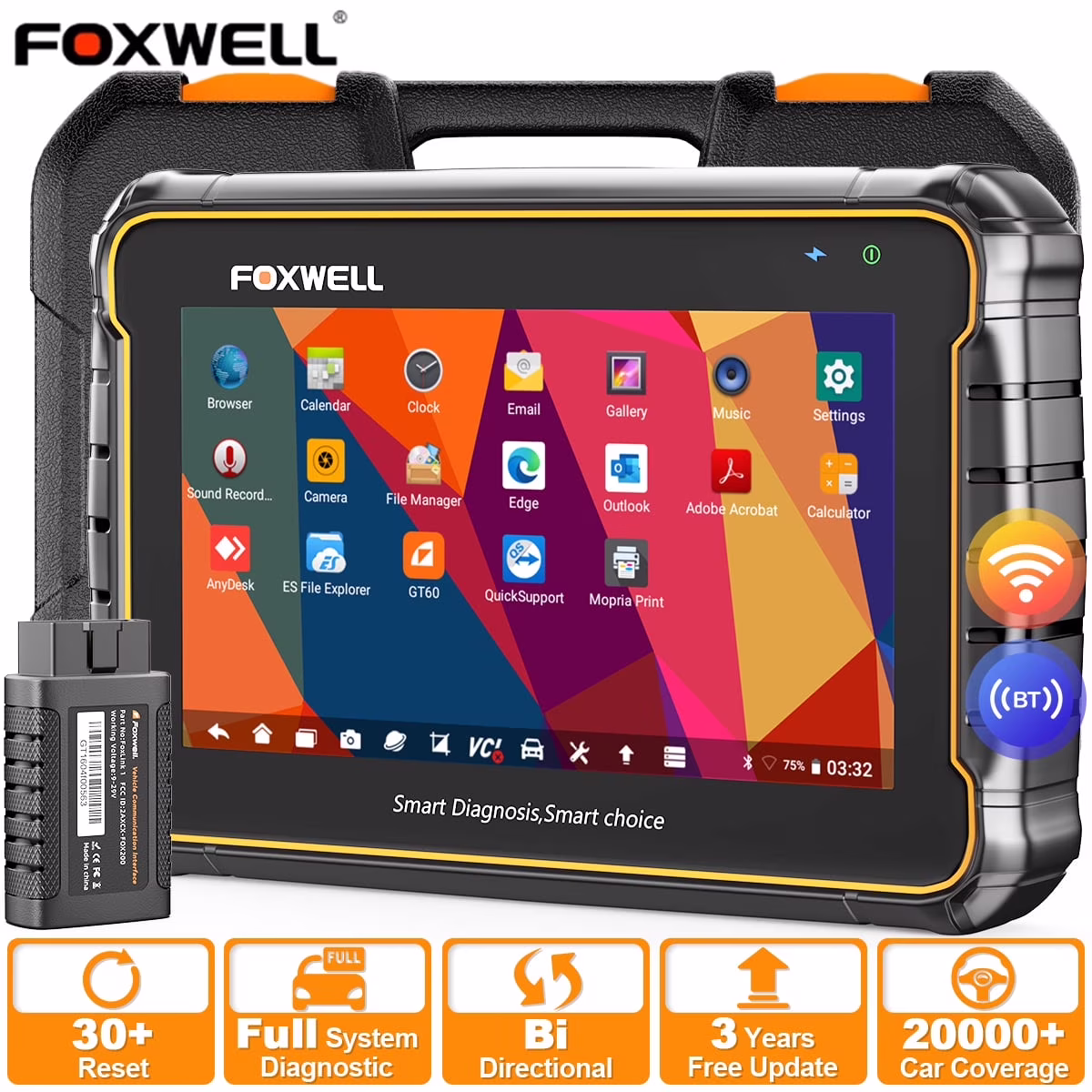 GT60 BT Bluetooth OBD2 Scanner All System Automotive Diagnostic Scan Tool 24 Maintenance Functions ABS Bleeding Car Code Reader