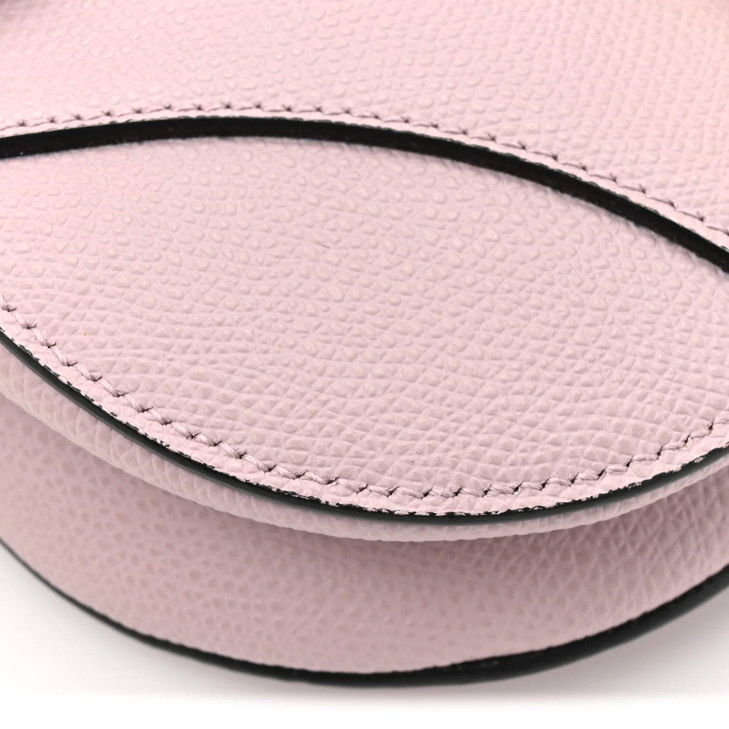 Grained Calfskin Mini Saddle Bag Light Pink