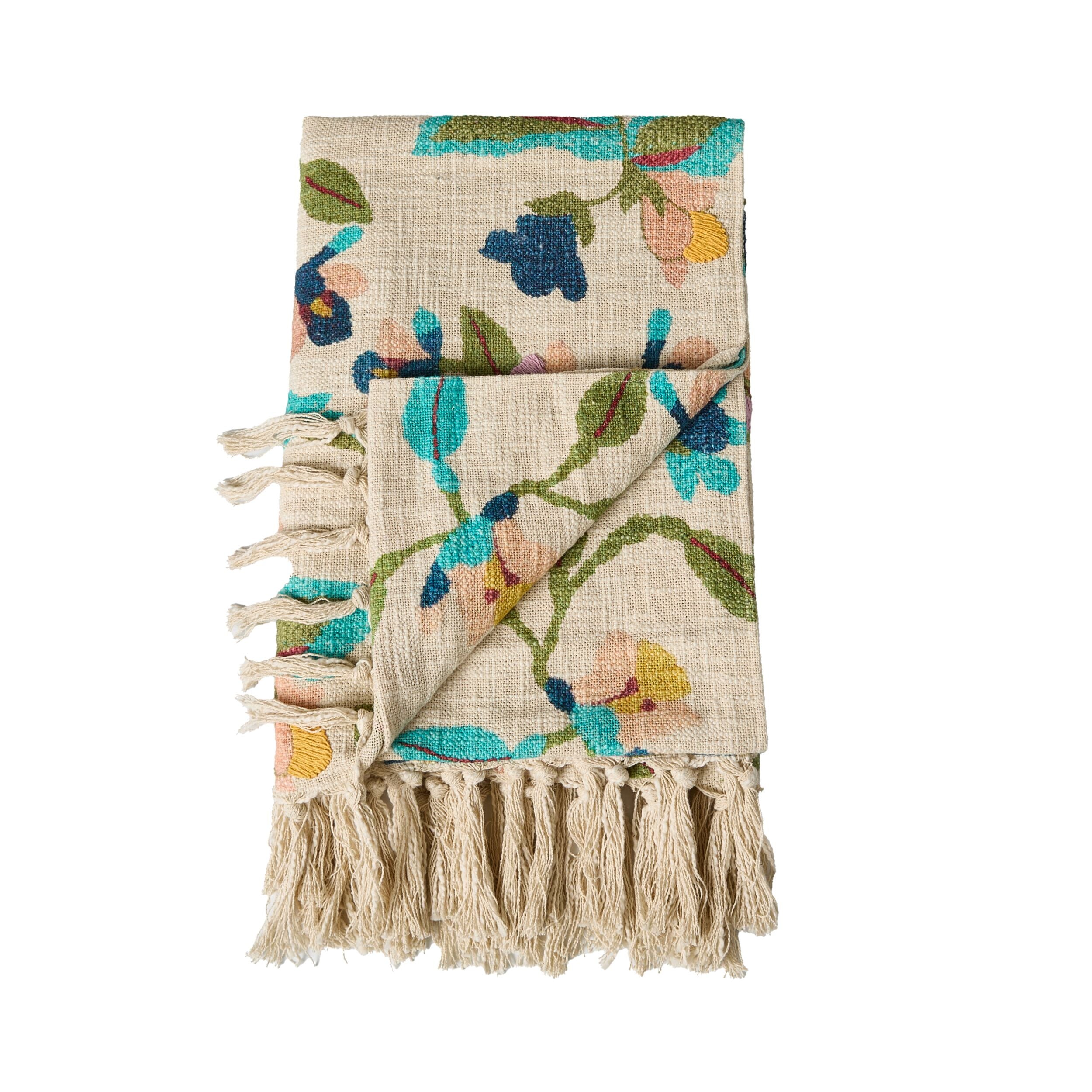 Stitch Summer Bloom Embroidered Throw