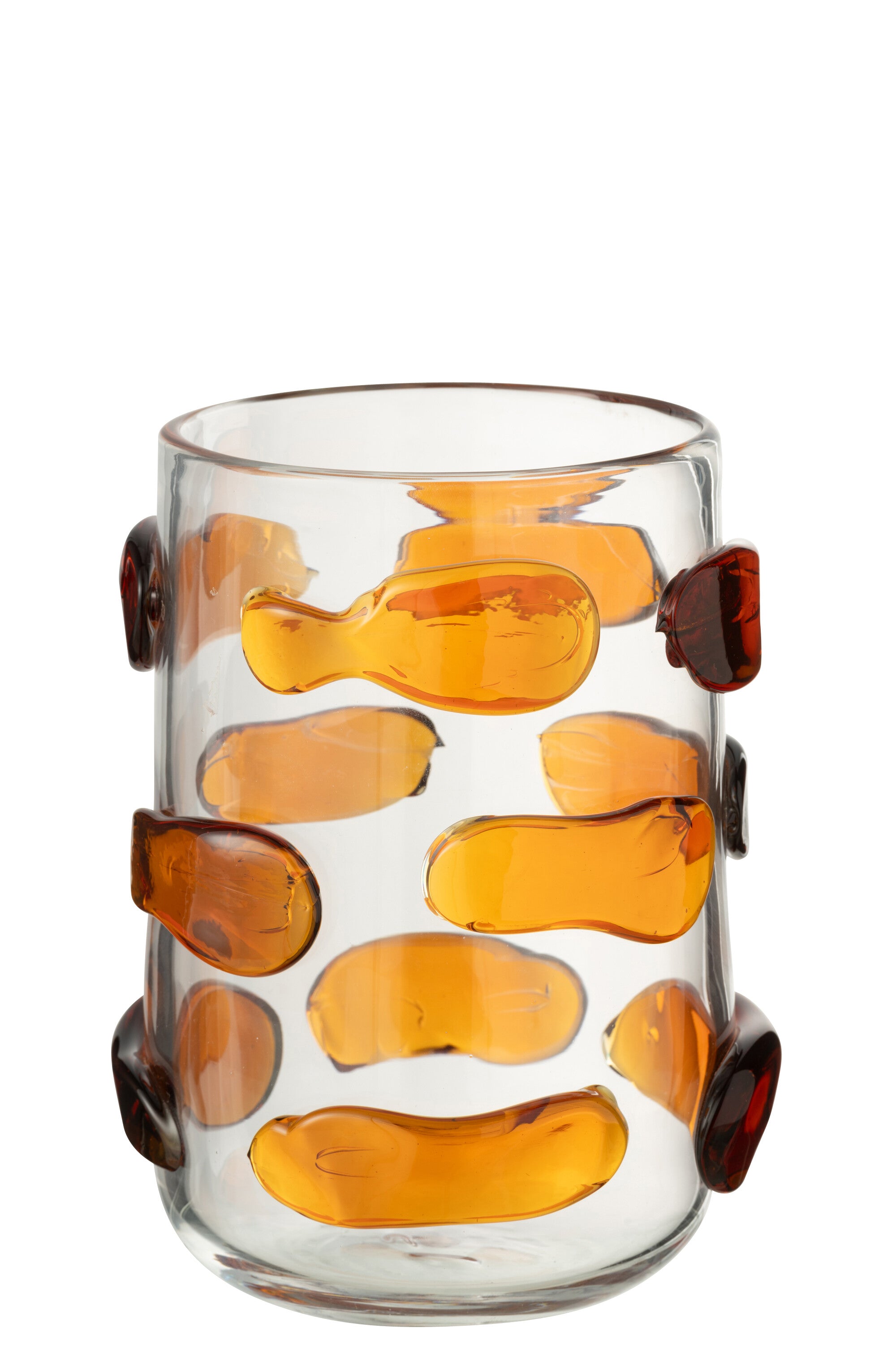 J-Line vaas Pebbles - glas - amber transparant - large - Ø 17 cm