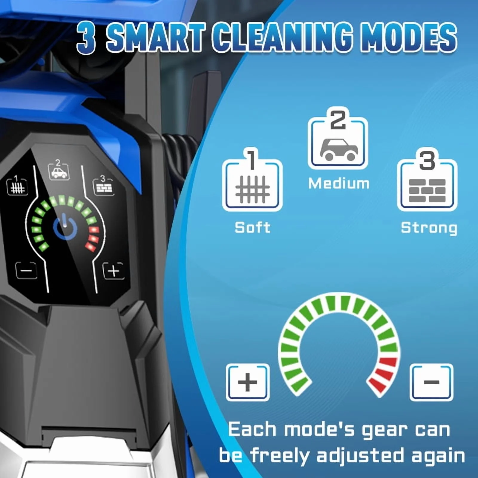 Electric Pressure Washer 5000PSI-Max 3.6GPM Power Washer Touch Screen Adjustable Pressure,4 Nozzles and 500ml Foam Cannon Power Washer Cleaning for Patio Blue(5000 psi) - Image 3